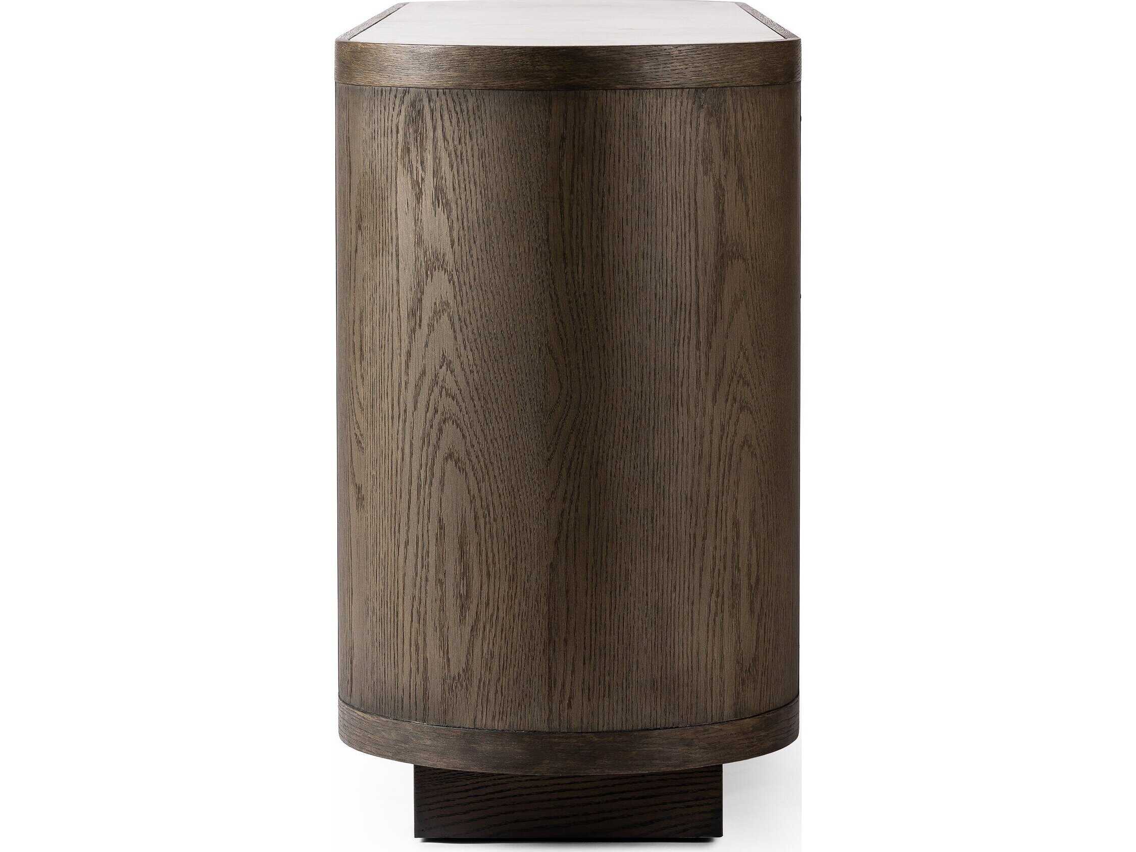 Four Hands Westgate 80" Oak Wood Weathered Dark White Marble Sideboard