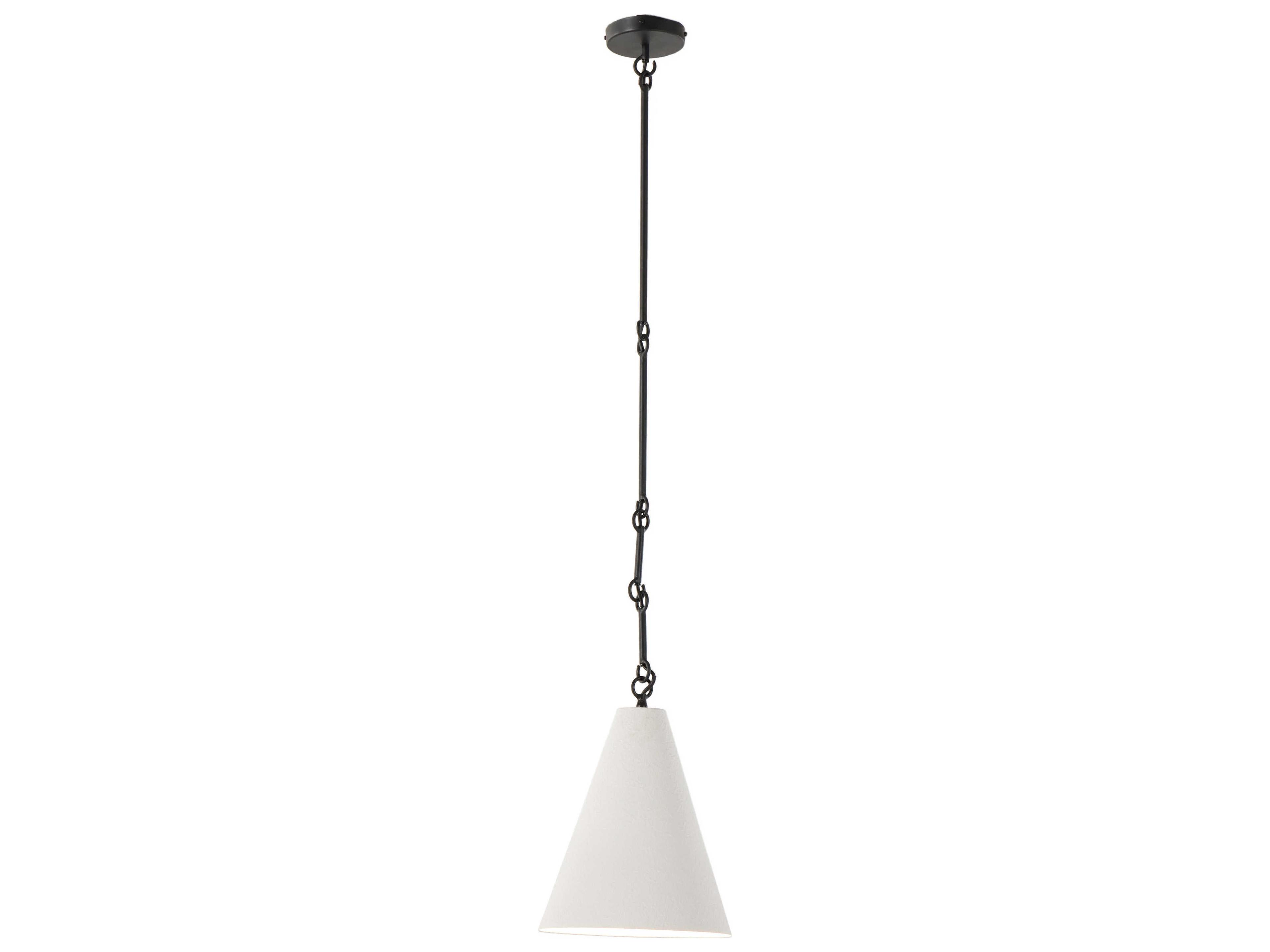 Four Hands Hutton 1-Light Matte White Plaster Antiqued Iron Pendant