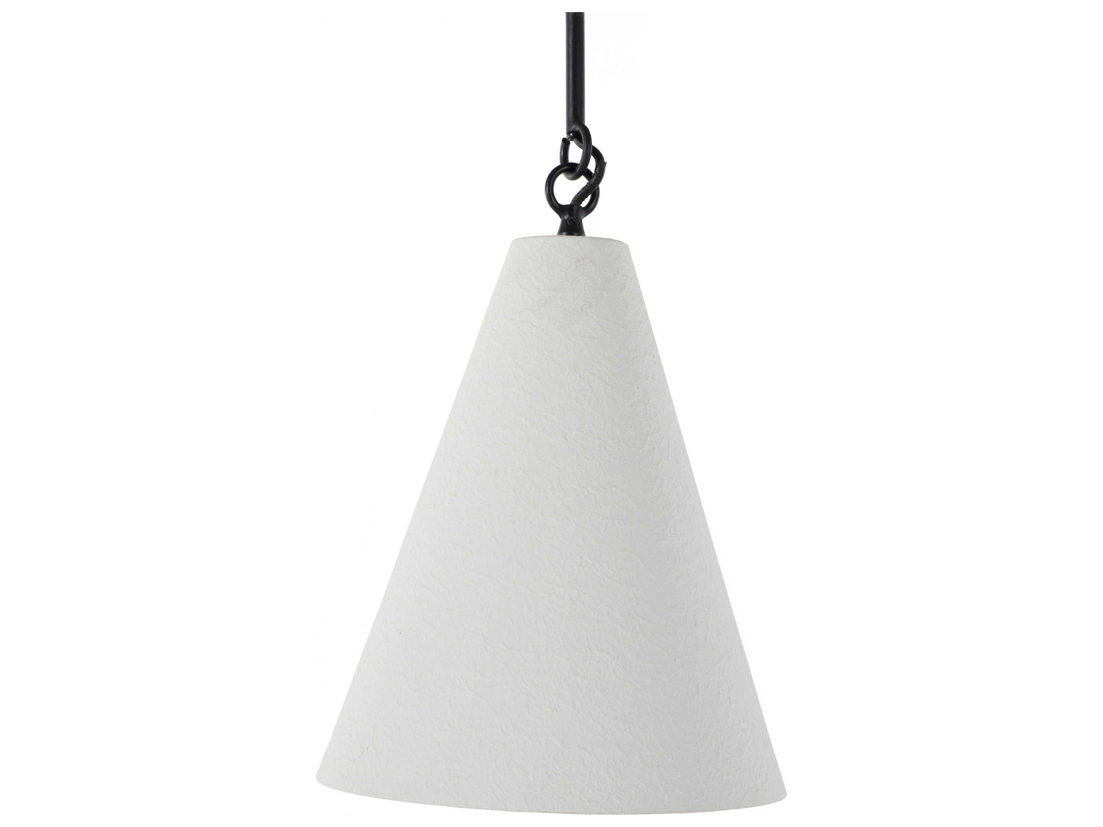 Four Hands Hutton 1-Light Matte White Plaster Antiqued Iron Pendant