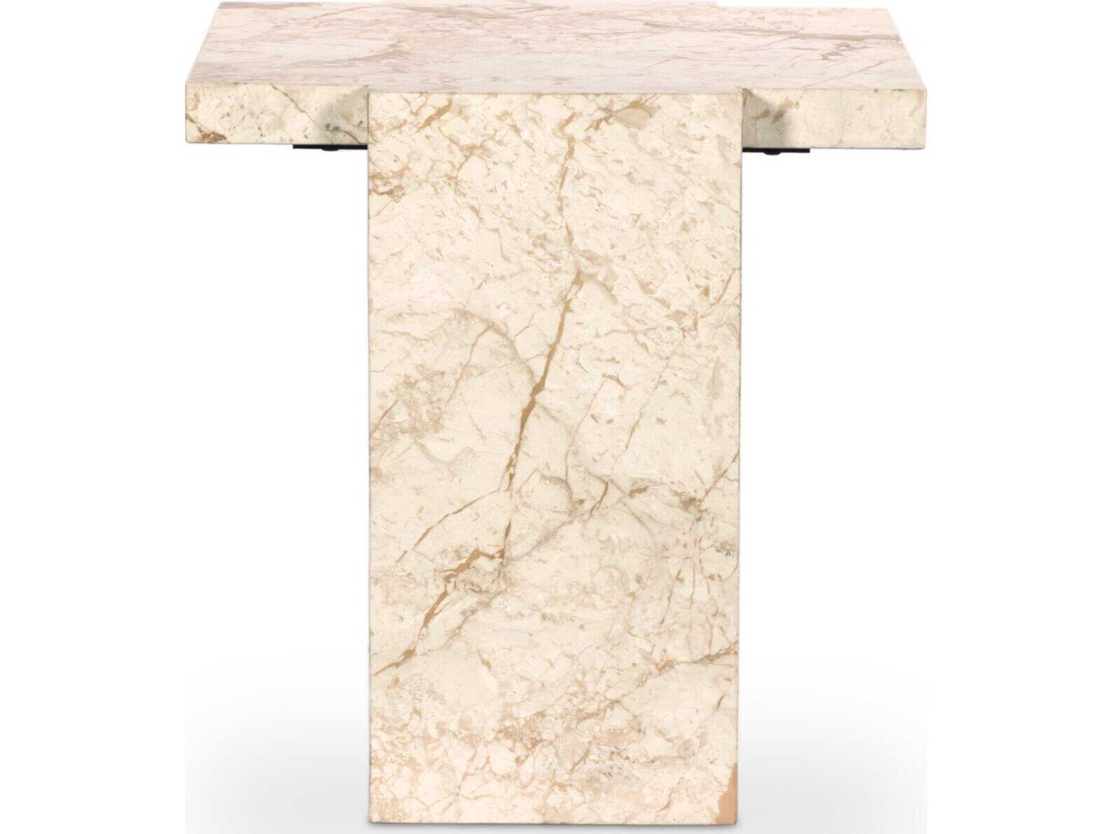Four Hands Element Rectangular Desert Taupe Marble End Table