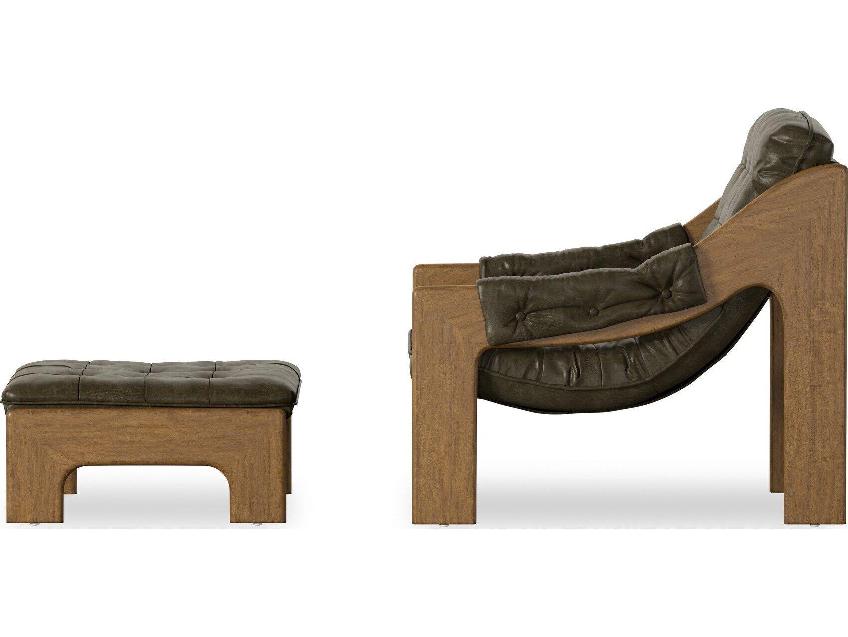 Four Hands Kensington Dulane Moss Leather Accent Chair