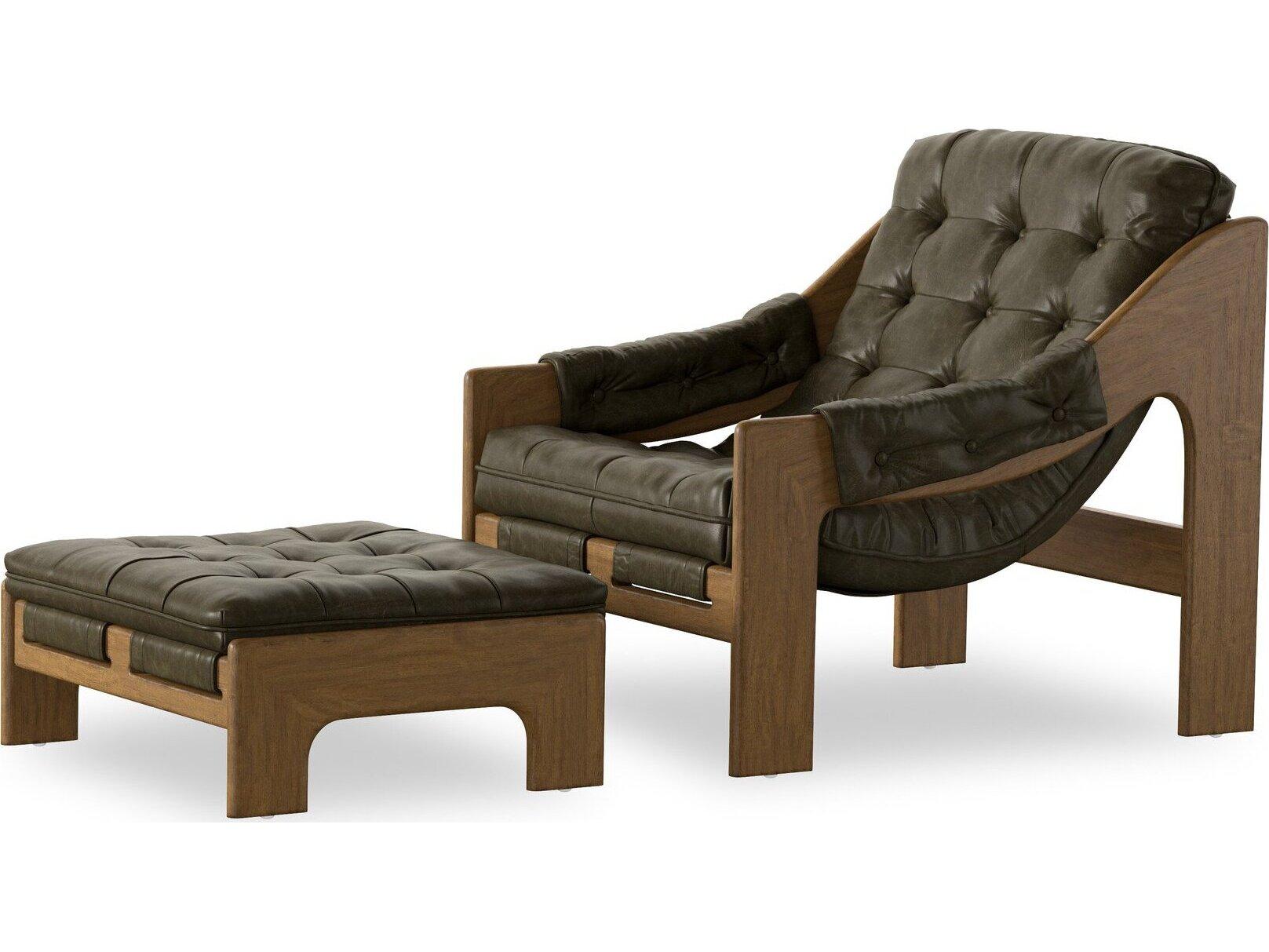 Four Hands Kensington Dulane Moss Leather Accent Chair