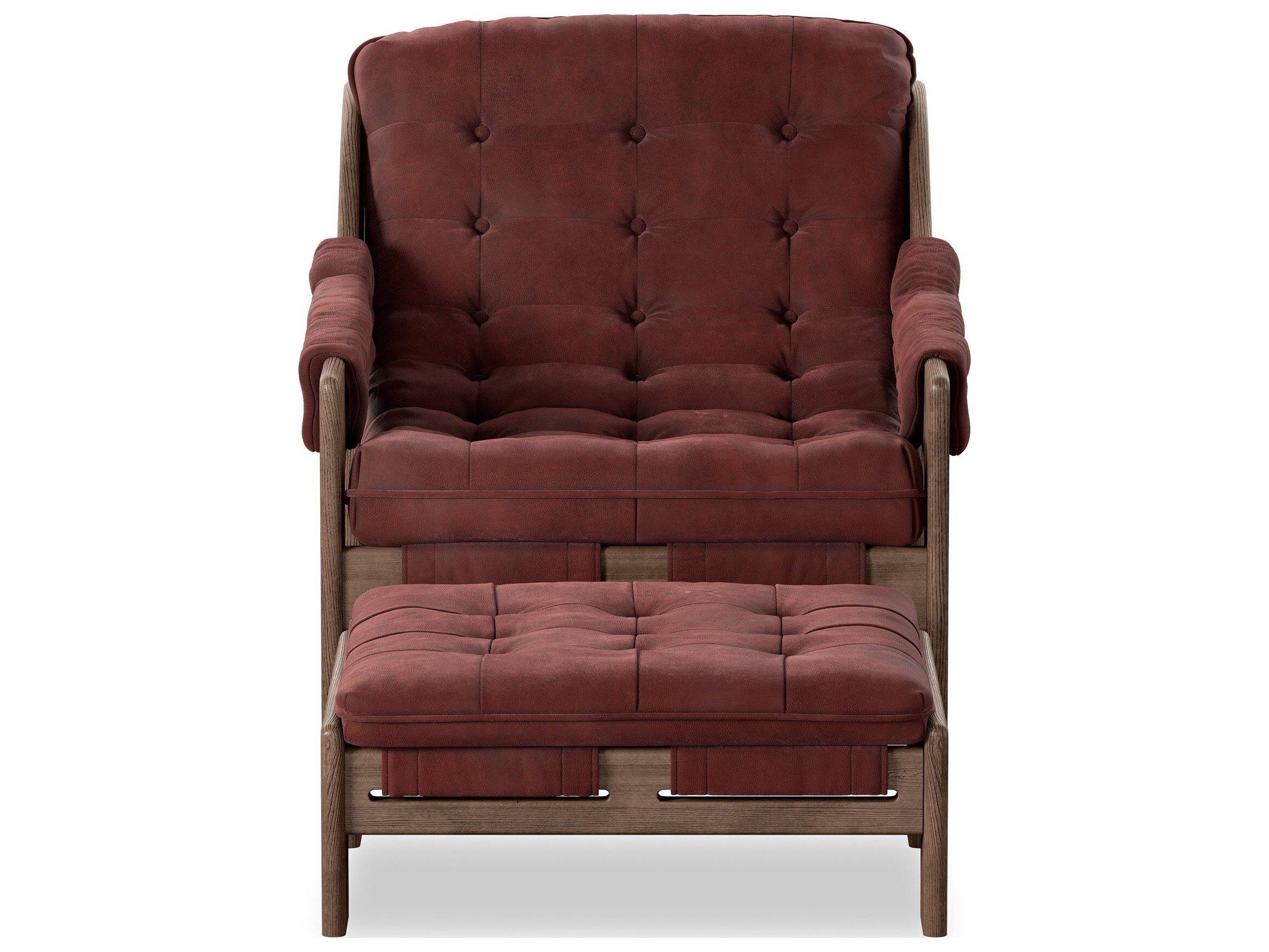 Four Hands Kensington Nubuck Burgundy Leather Accent Chair