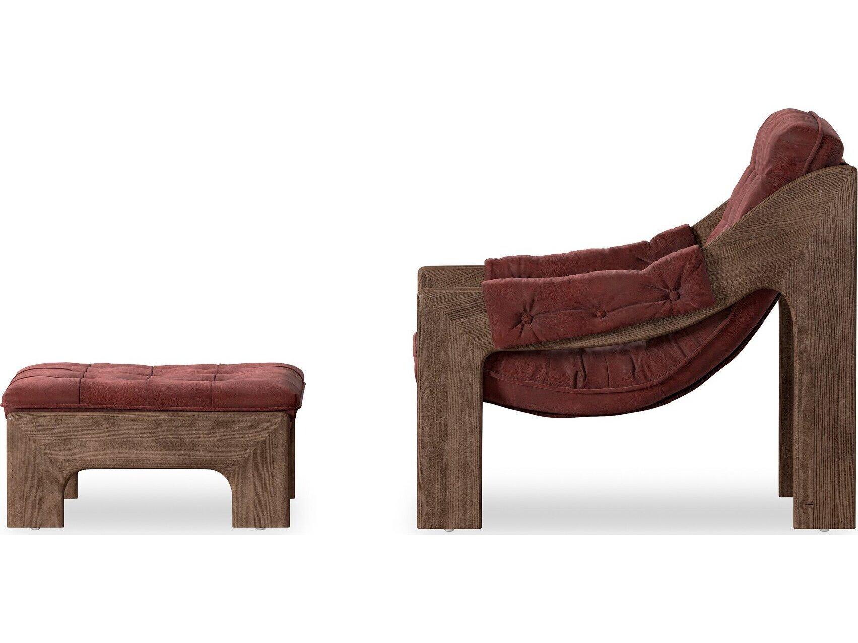 Four Hands Kensington Nubuck Burgundy Leather Accent Chair