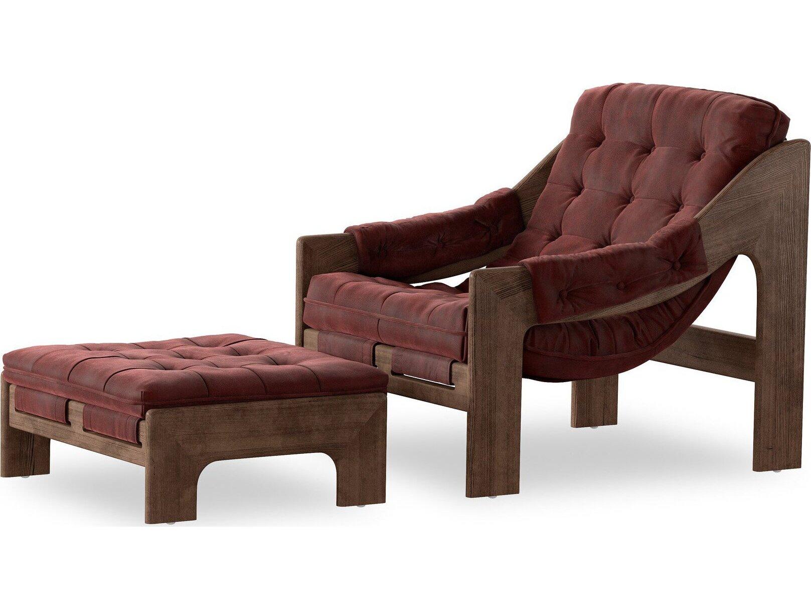 Four Hands Kensington Nubuck Burgundy Leather Accent Chair