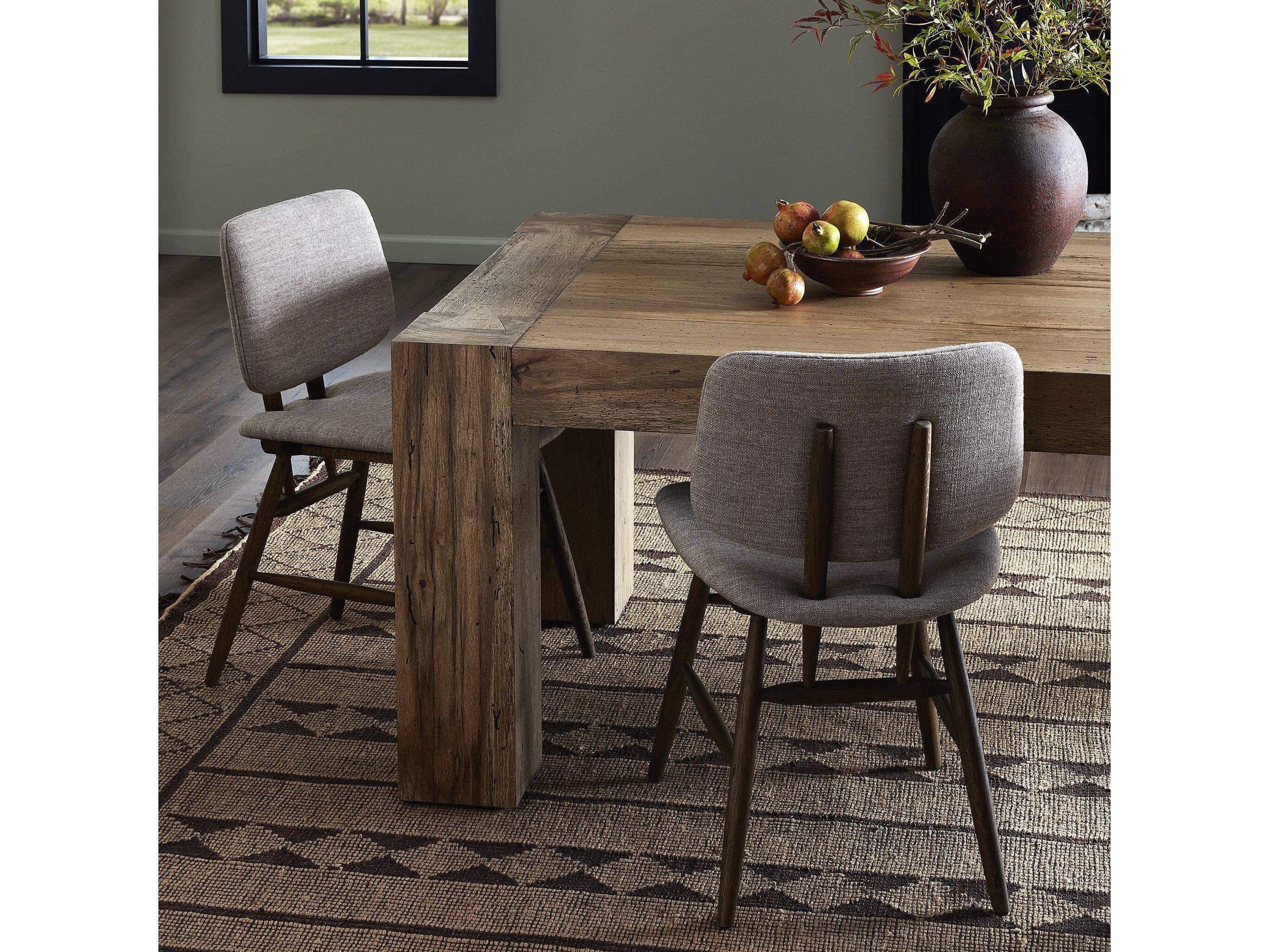 Four Hands Irondale Oak Wood Brown Upholstered Armless Dining Chair