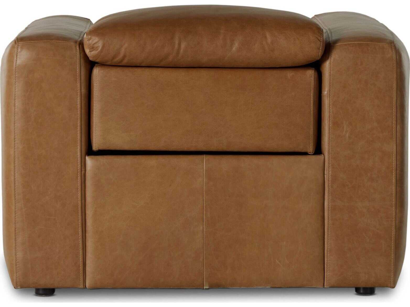 Four Hands Norwood Radley Power Recliner Sonoma Butterscotch Brown Leather Recliner