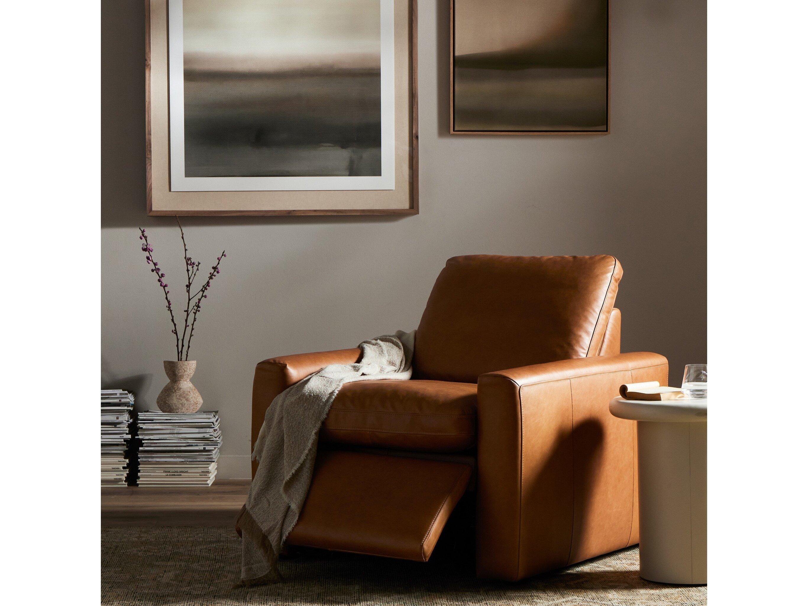 Four Hands Norwood Tillery Sonoma Butterscotch Leather Power Recliner Accent Chair