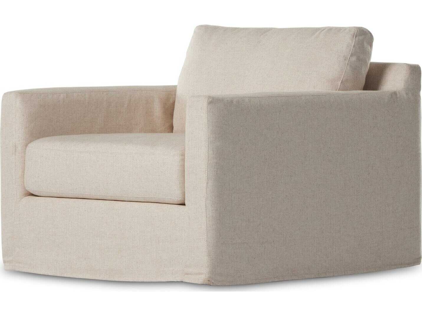 Four Hands Helm Hampton Evere Creme Slipcover Swivel Chair