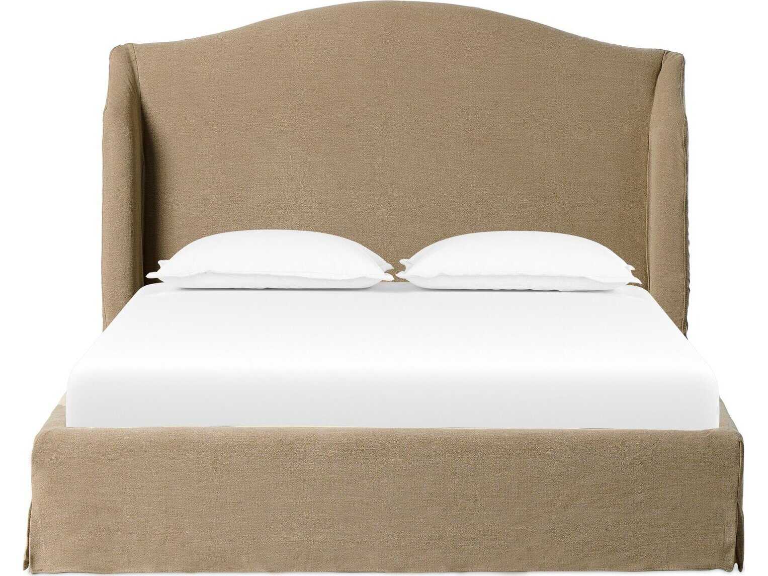 Four Hands Norwood Meryl Broadway Canvas Black Parawood Beige Parrawood Upholstered Queen Platform Bed