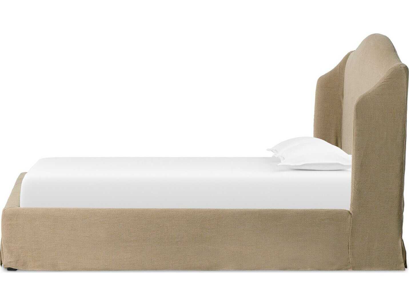 Four Hands Norwood Meryl Broadway Canvas Black Parawood Beige Parrawood Upholstered Queen Platform Bed