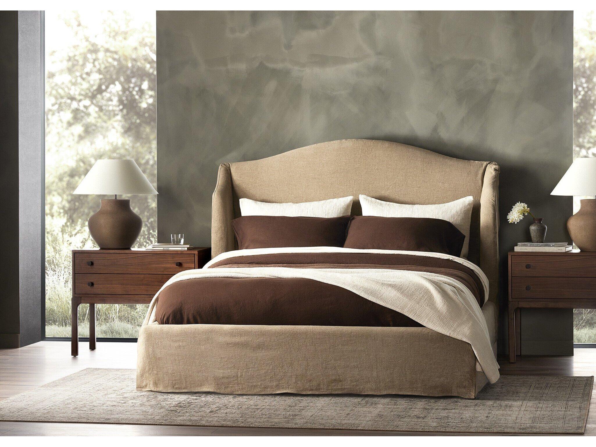 Four Hands Norwood Meryl Broadway Canvas Black Parawood Beige Parrawood Upholstered King Platform Bed