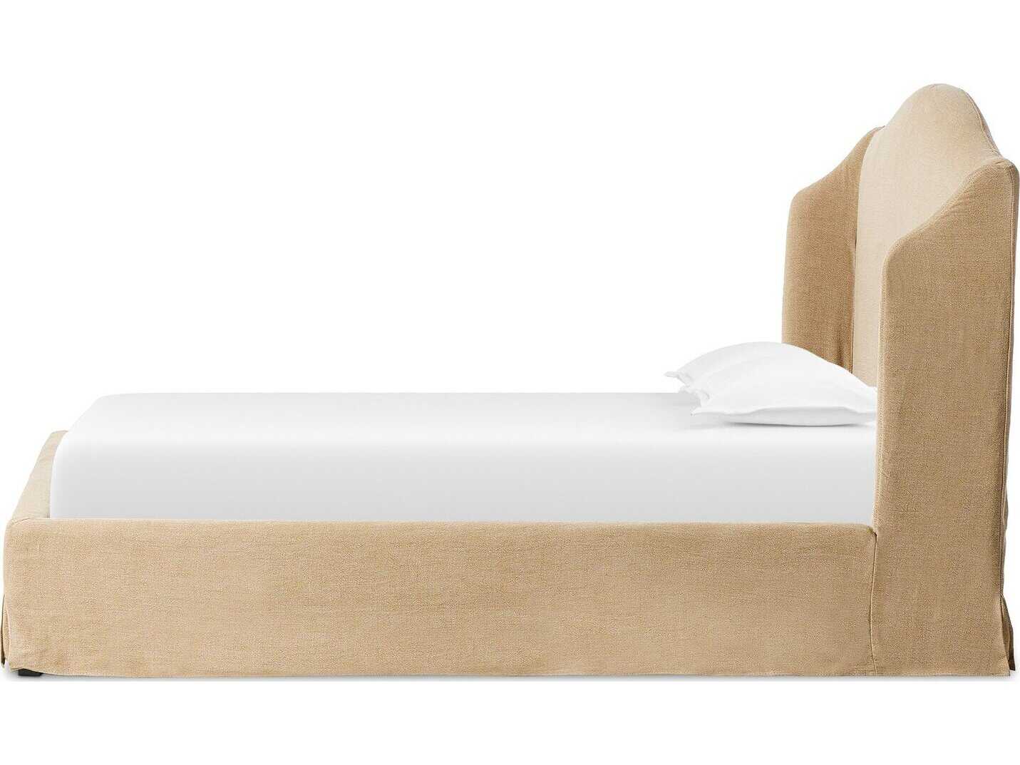 Four Hands Norwood Meryl Broadway Canvas Black Parawood Beige Parrawood Upholstered King Platform Bed