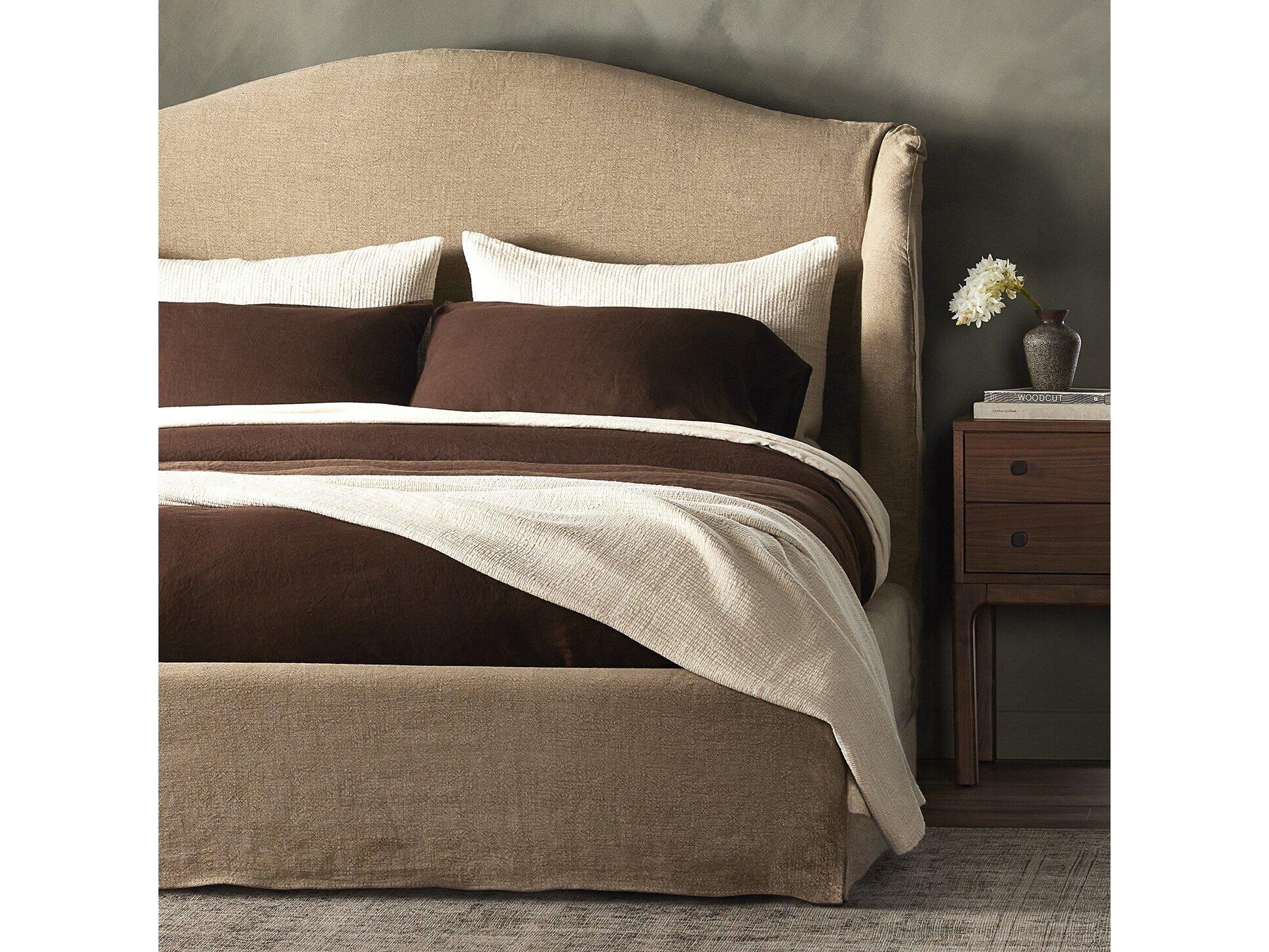 Four Hands Norwood Meryl Broadway Canvas Black Parawood Beige Parrawood Upholstered King Platform Bed