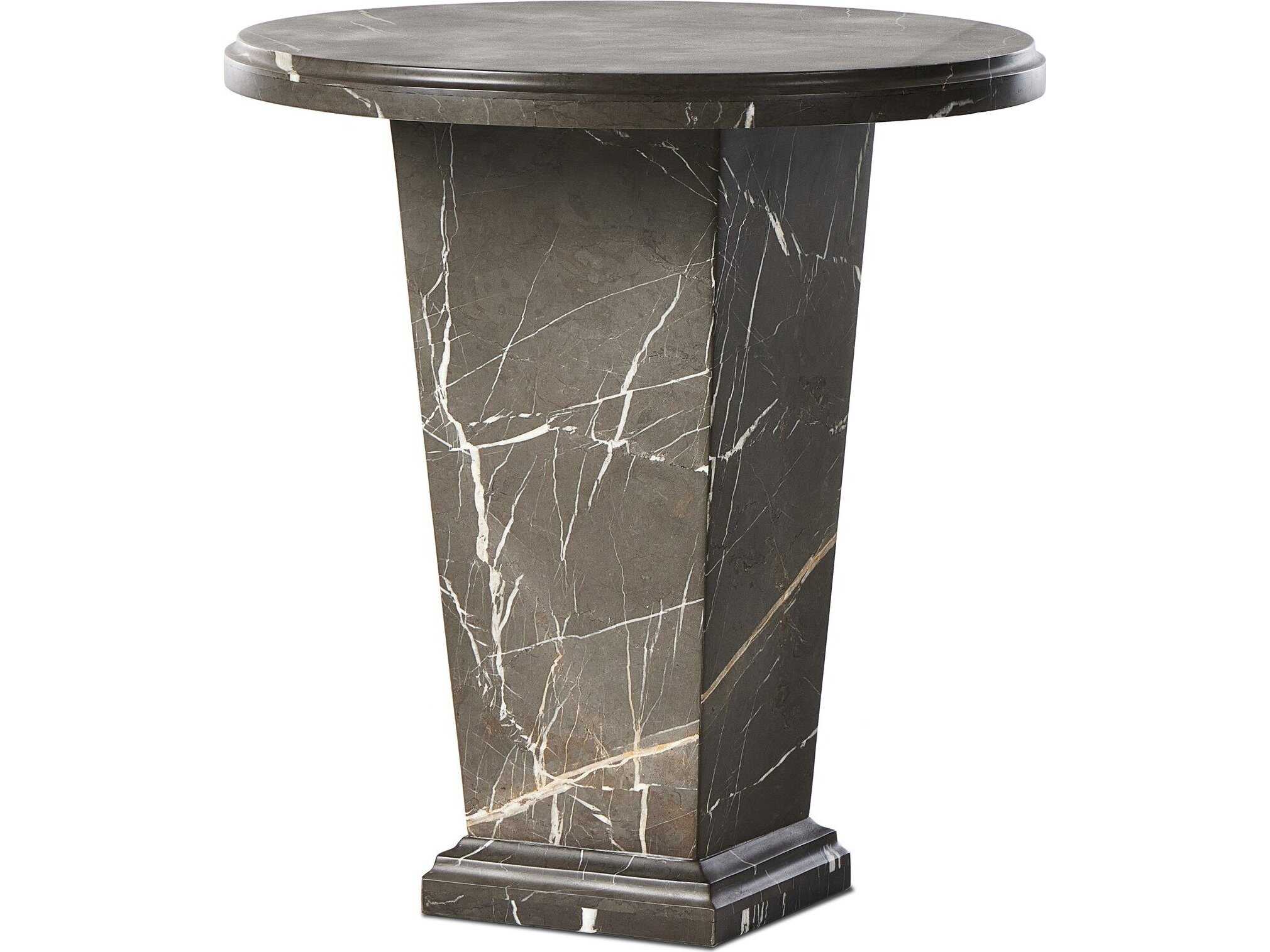 Four Hands Element Round Grey Italian Marble End Table