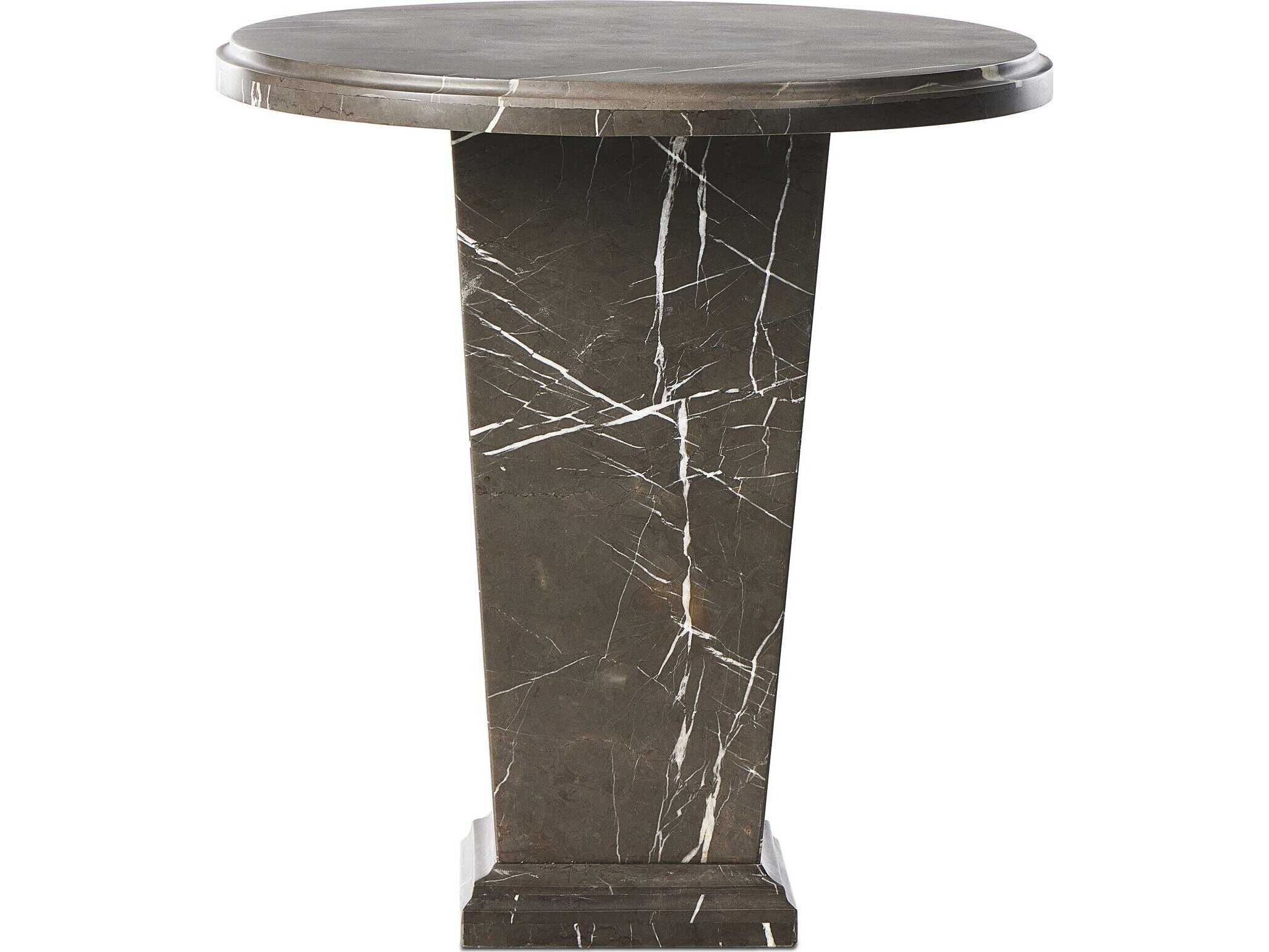 Four Hands Element Round Grey Italian Marble End Table