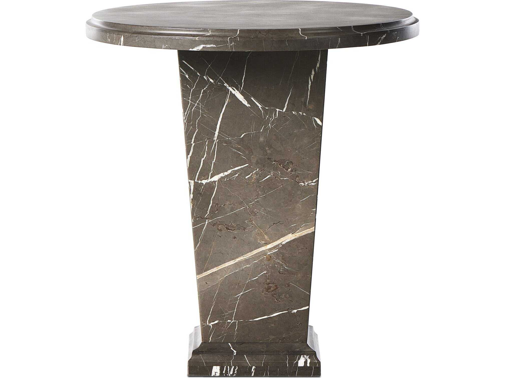 Four Hands Element Round Grey Italian Marble End Table