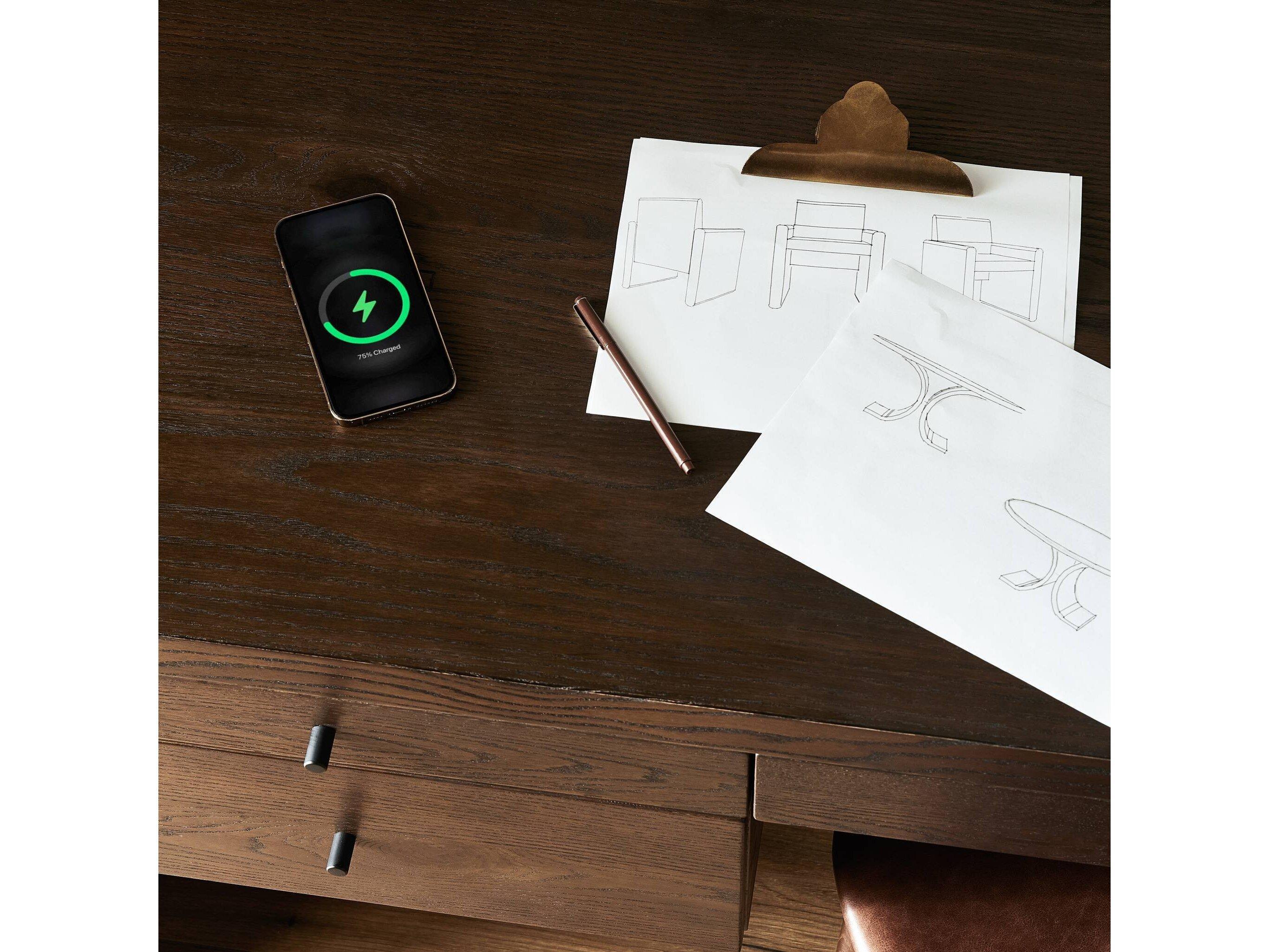 Four Hands Hamilton Umber Oak Brown Wood Secretary Desk