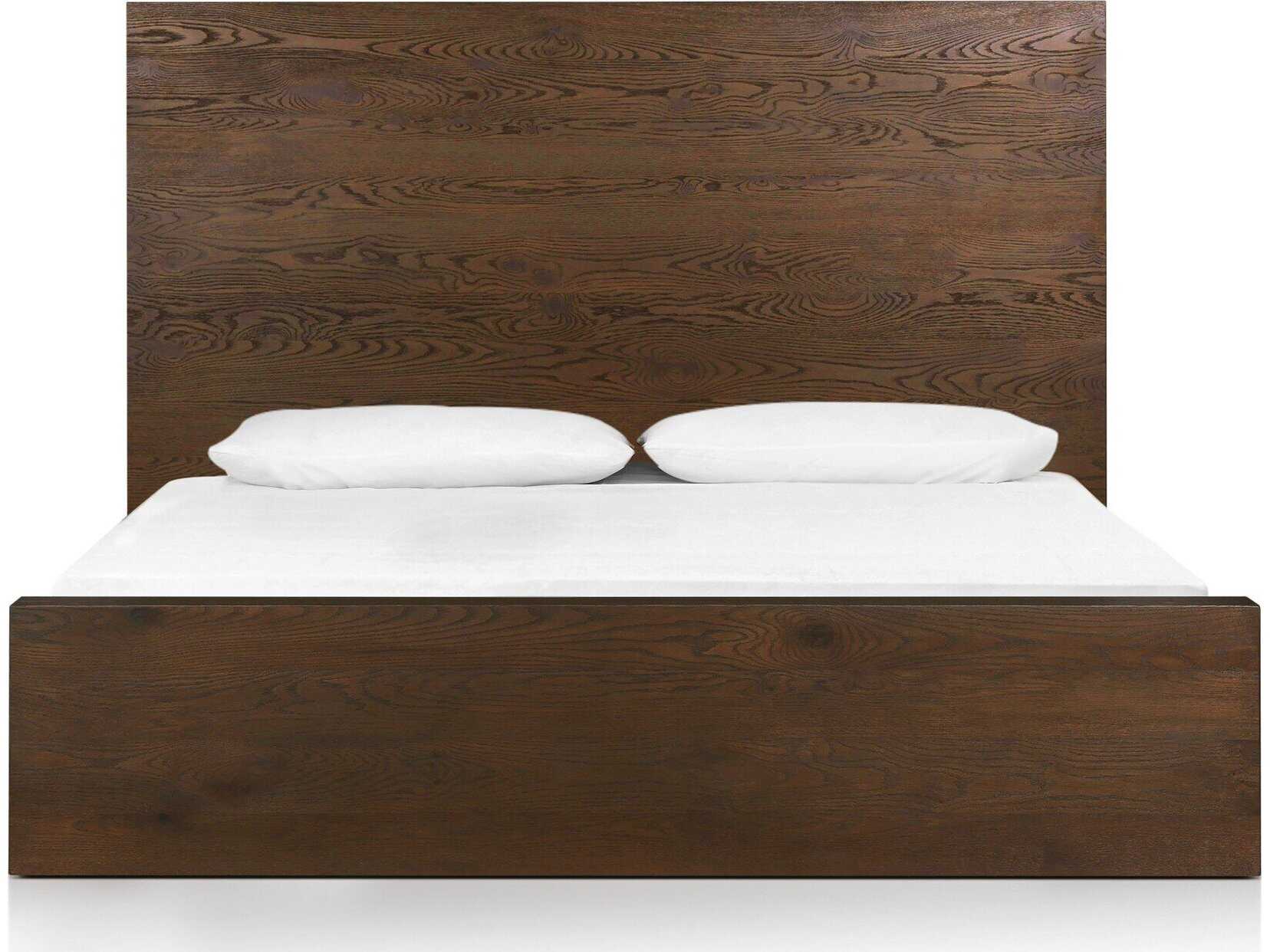 Four Hands Hamilton Umber Oak Brown Wood Queen Panel Bed