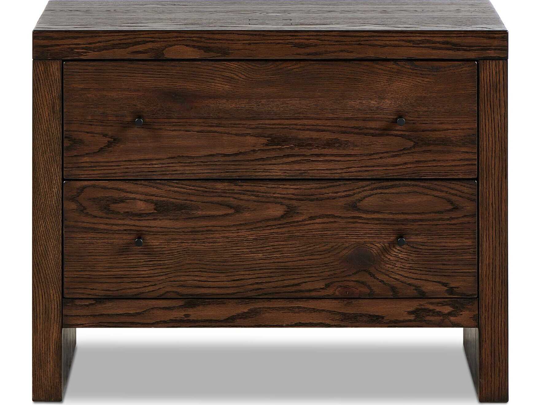 Four Hands Hamilton 2-Drawers Brown Oak Wood Nightstand