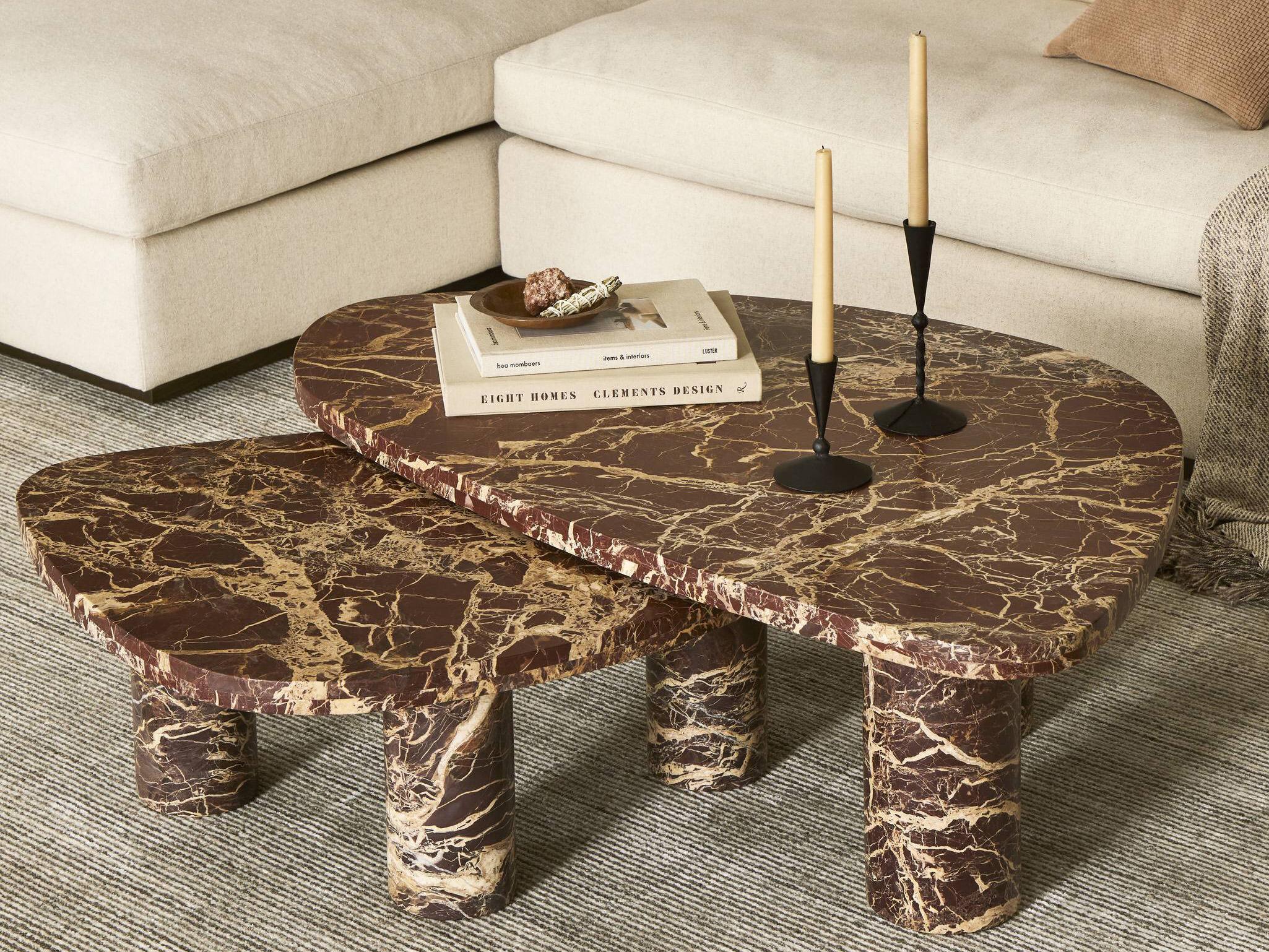 Four Hands Rockwell Zion Merlot Marble Coffee Table