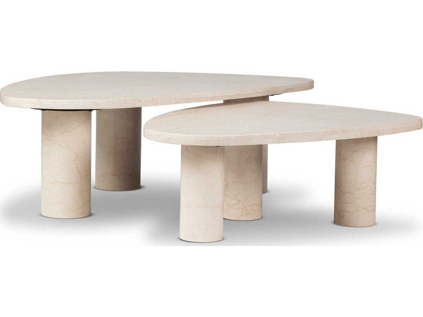 Four Hands Rockwell Zion Cream Marble Nesting Coffee Table Set