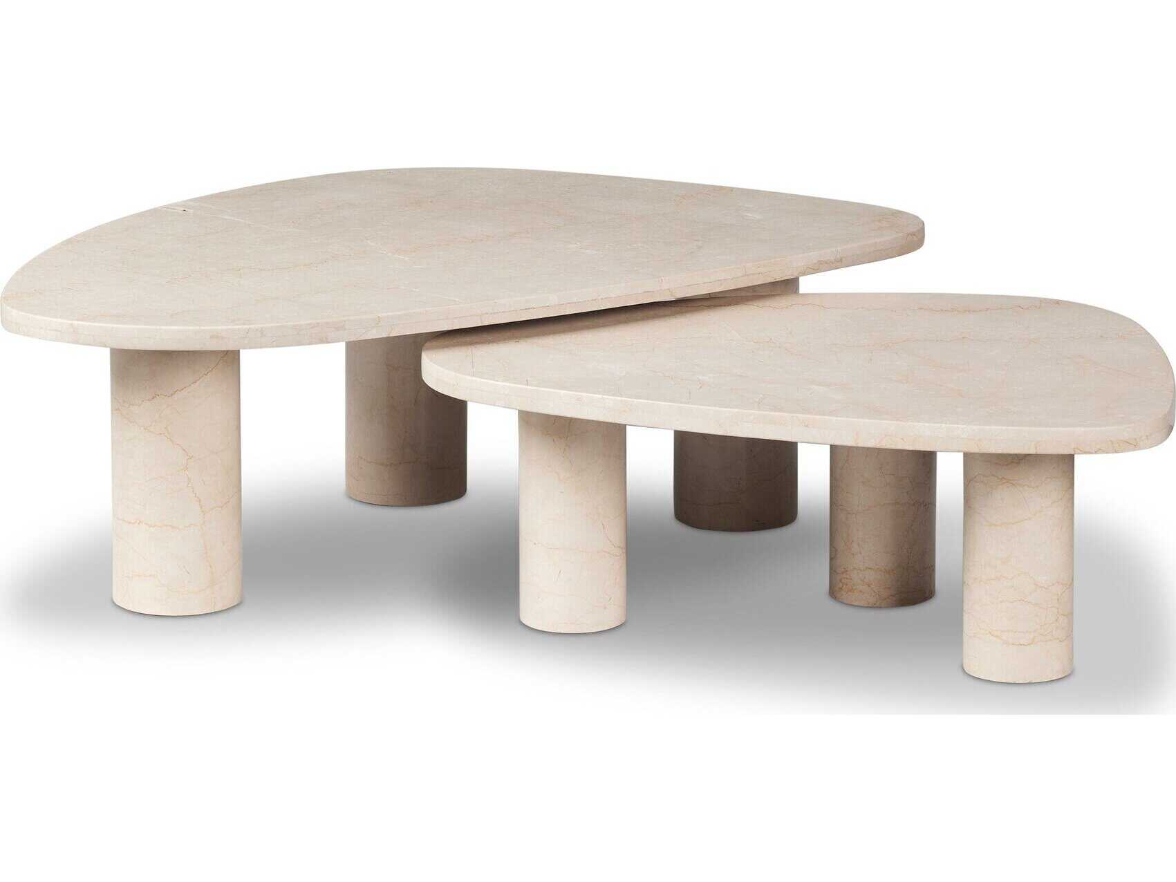 Four Hands Rockwell Zion Cream Marble Nesting Coffee Table Set