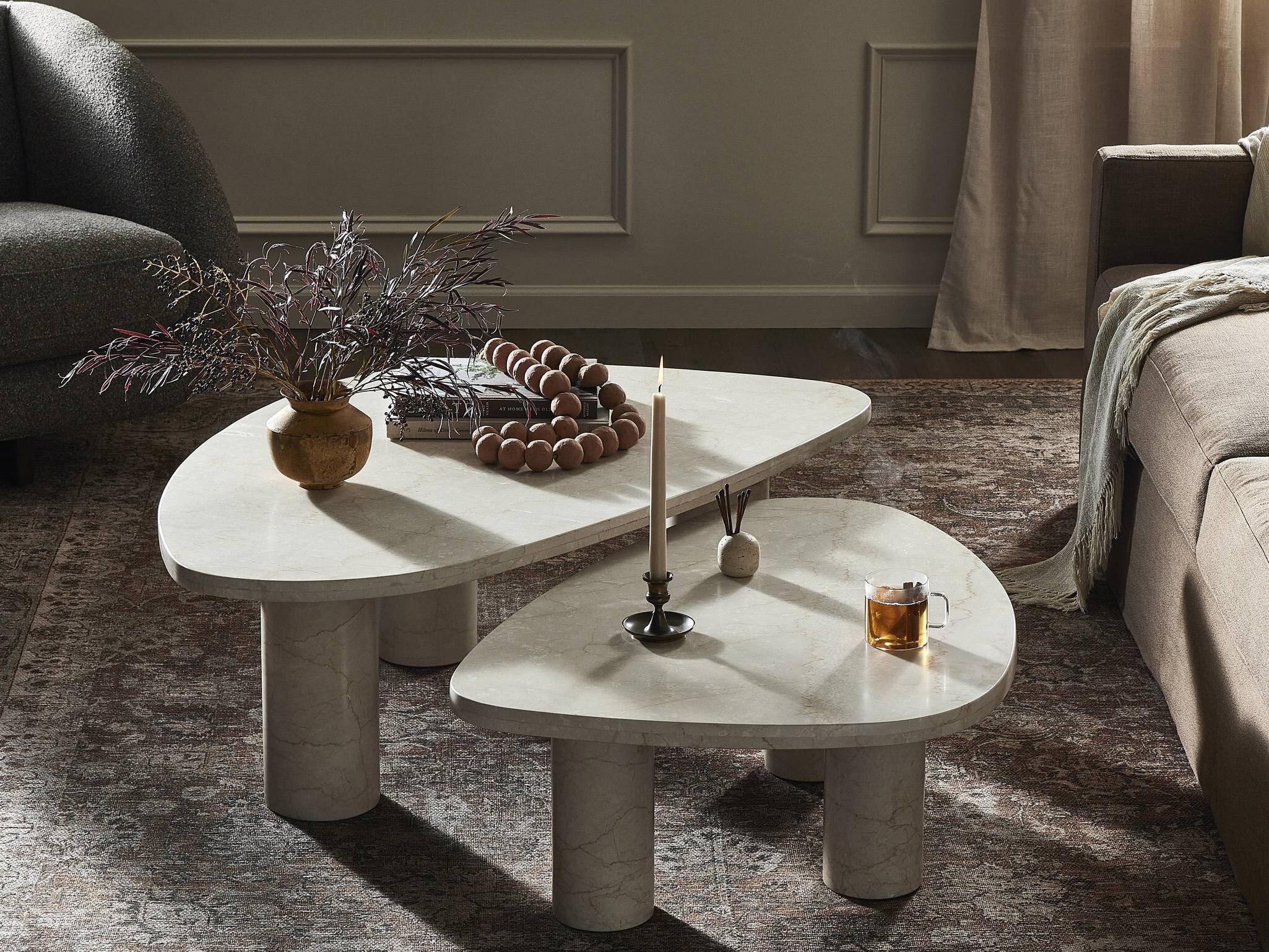 Four Hands Rockwell Zion Cream Marble Nesting Coffee Table Set