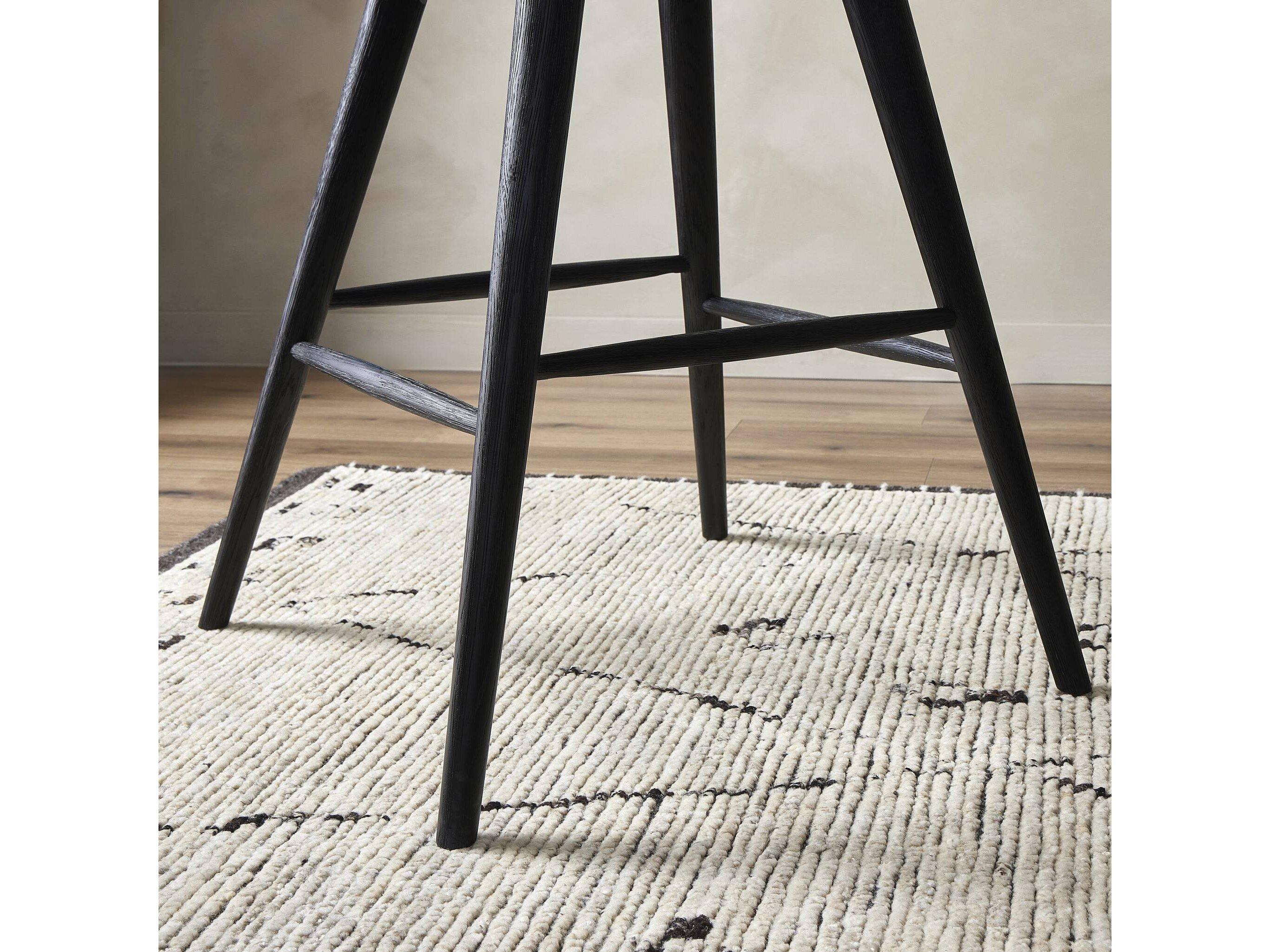 Four Hands Wallis Lewis Black Oak Wood Swivel Bar Stool