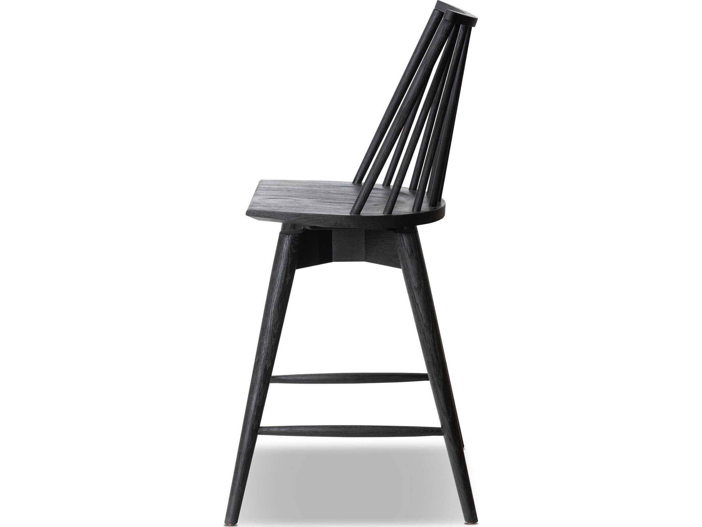 Four Hands Wallis Lewis Black Oak Wood Swivel Counter Stool