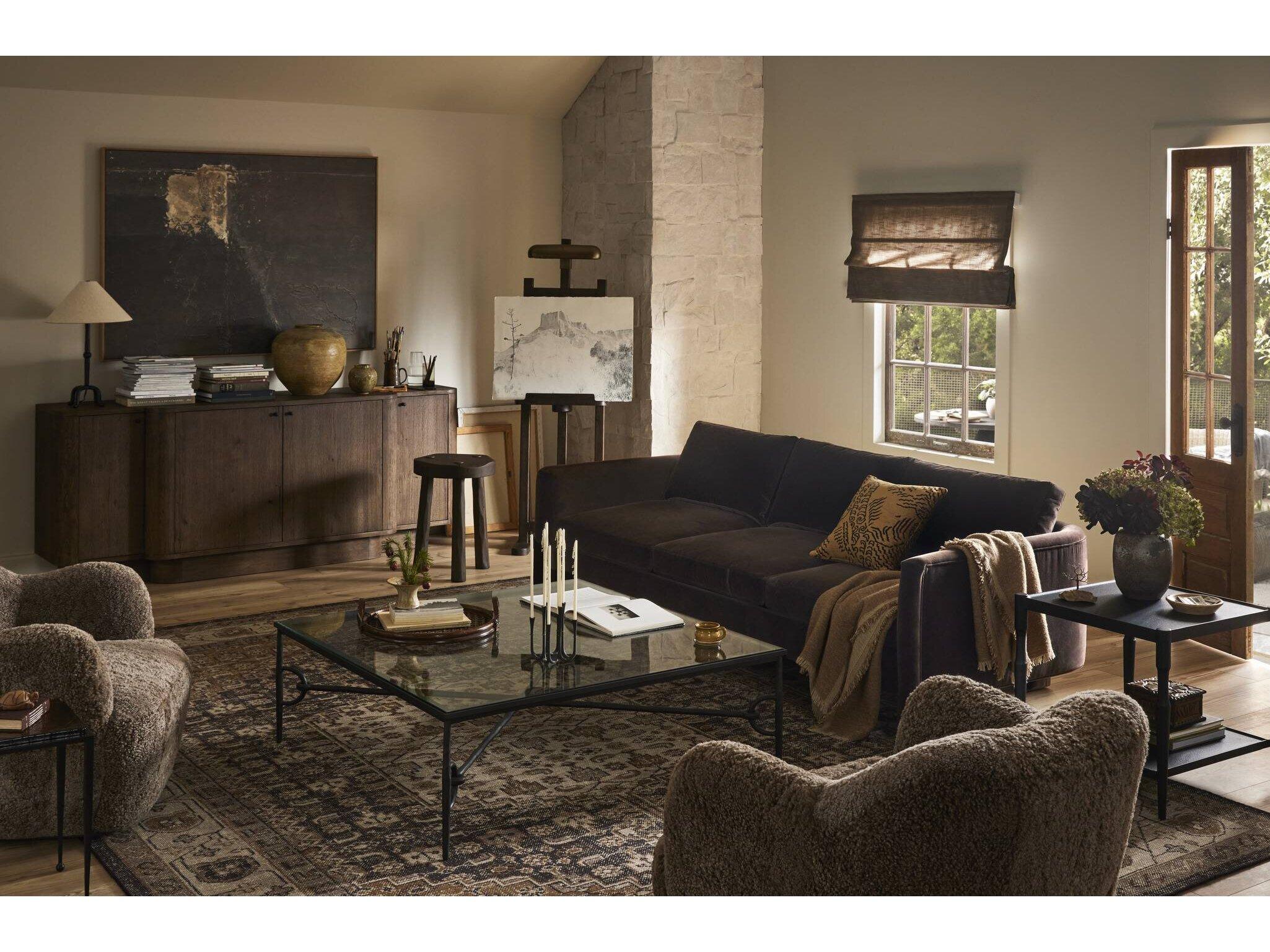 Four Hands Grayson Katya Surrey Cocoa Brown Upholstered Sofa