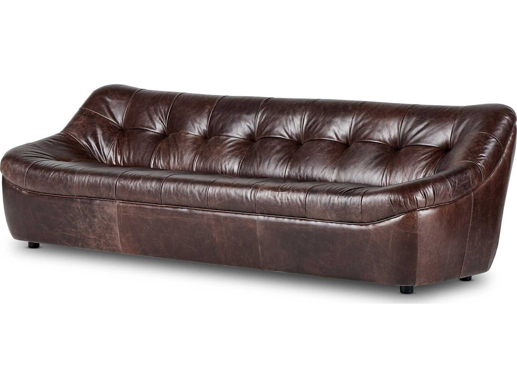 Four Hands Kensington Farley Conroe Cigar Brown Leather Sofa