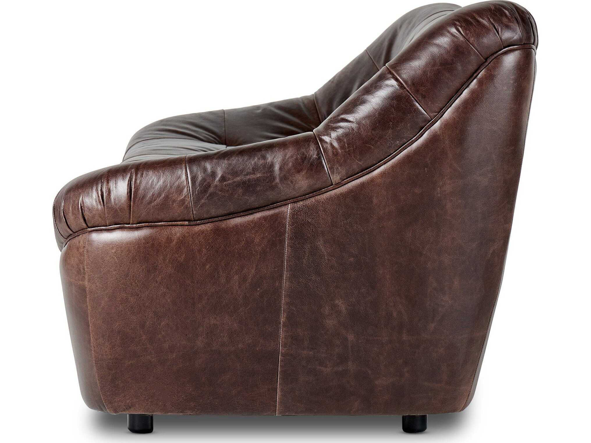 Four Hands Kensington Farley Conroe Cigar Brown Leather Sofa