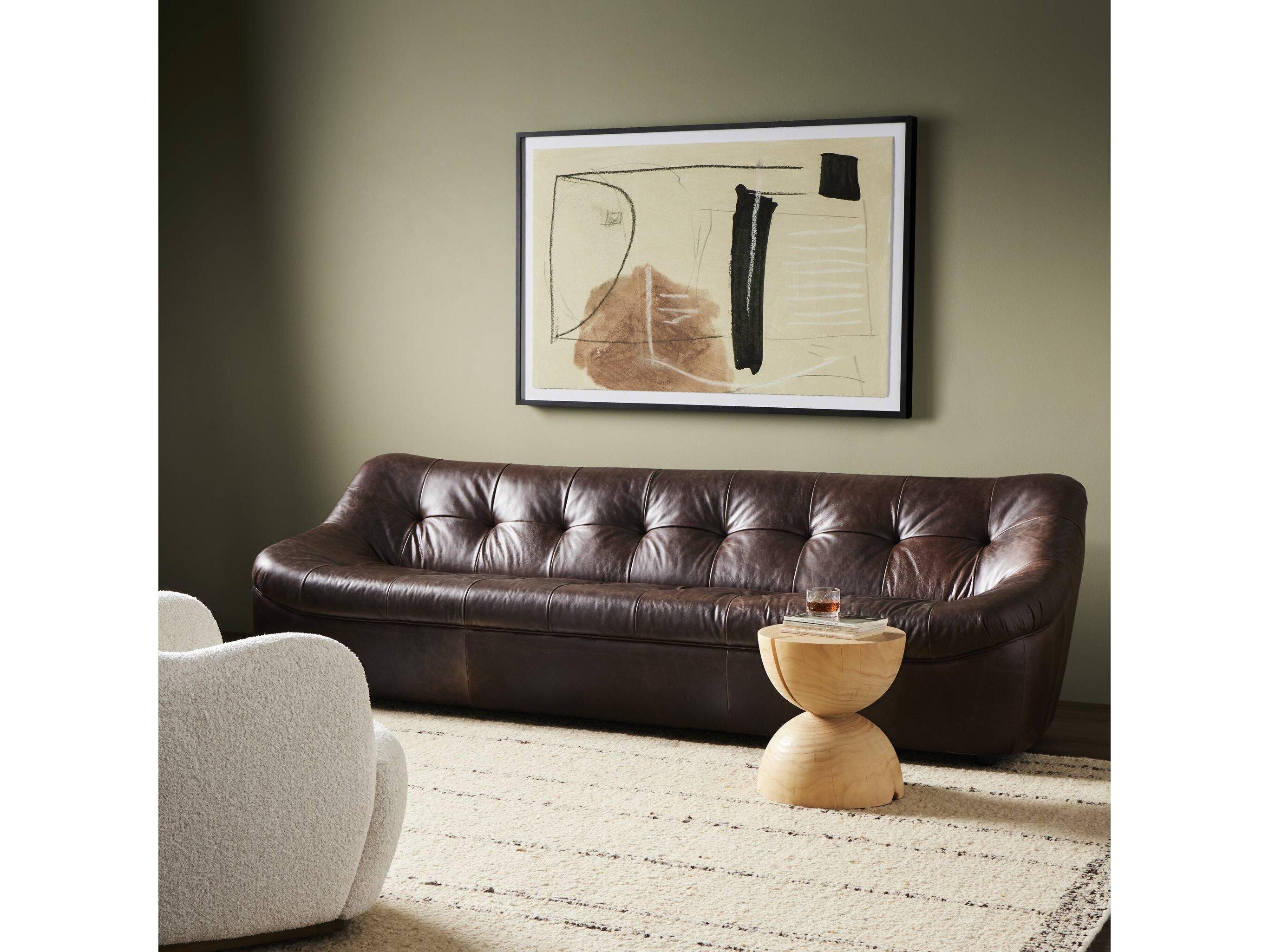 Four Hands Kensington Farley Conroe Cigar Brown Leather Sofa