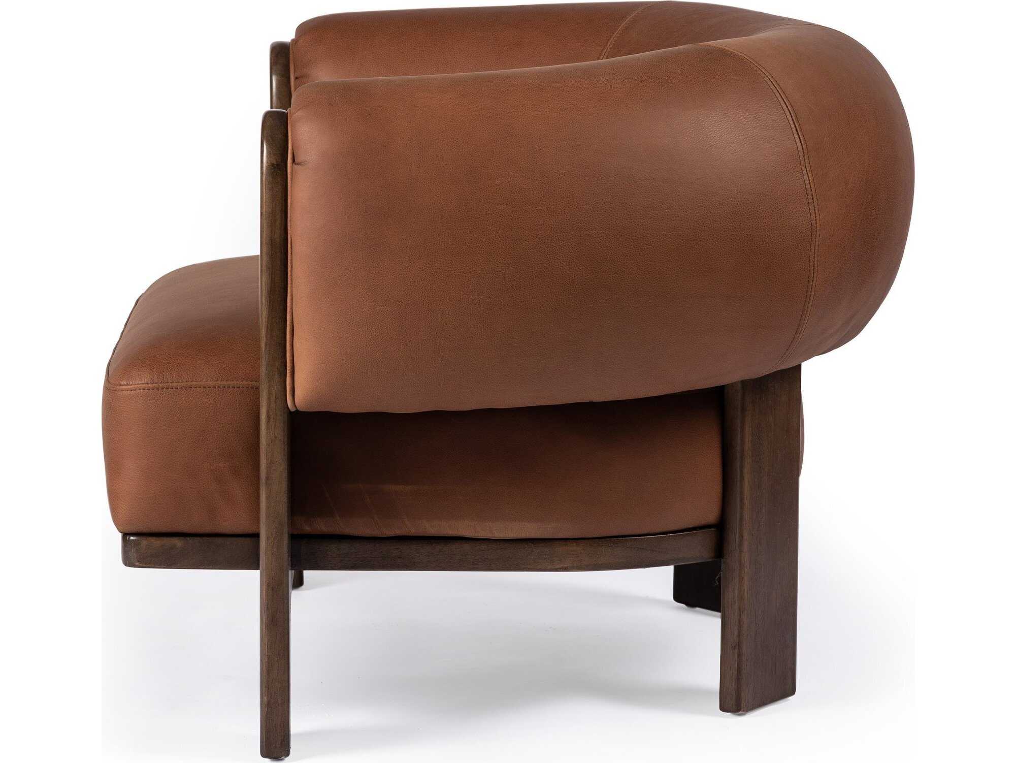 Four Hands Westgate Ira Brown Leather Accent Chair Club