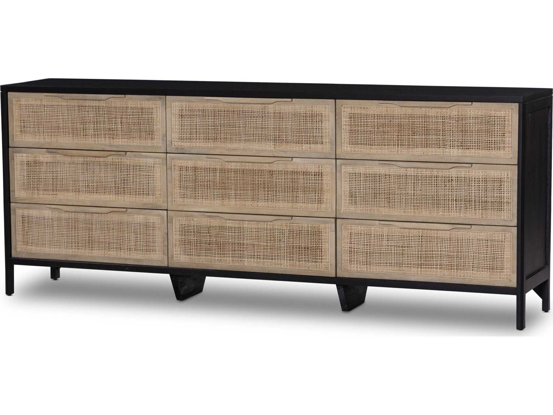 Four Hands Prescott 9-Drawers Mango Wood Triple Dresser