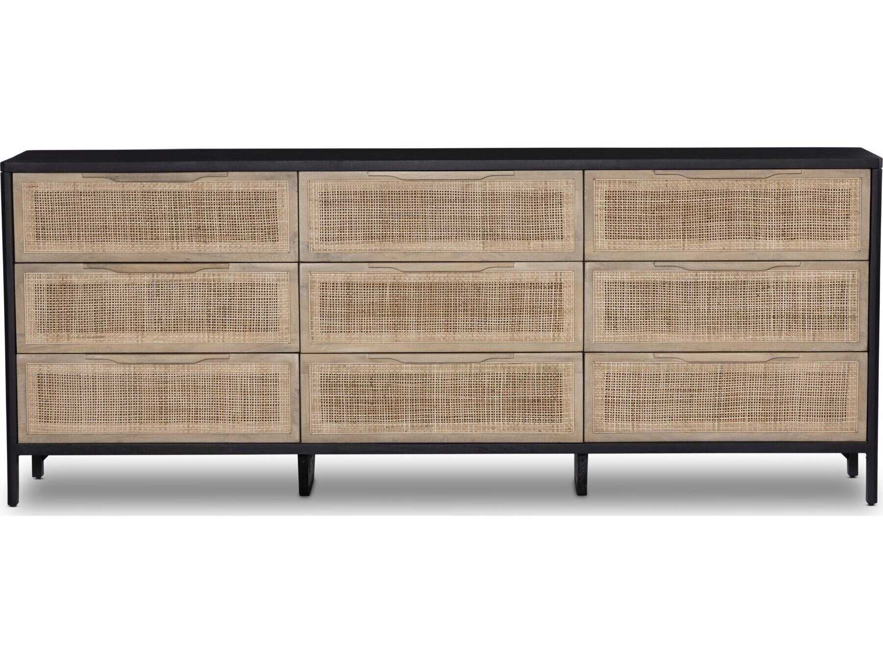 Four Hands Prescott 9-Drawers Mango Wood Triple Dresser