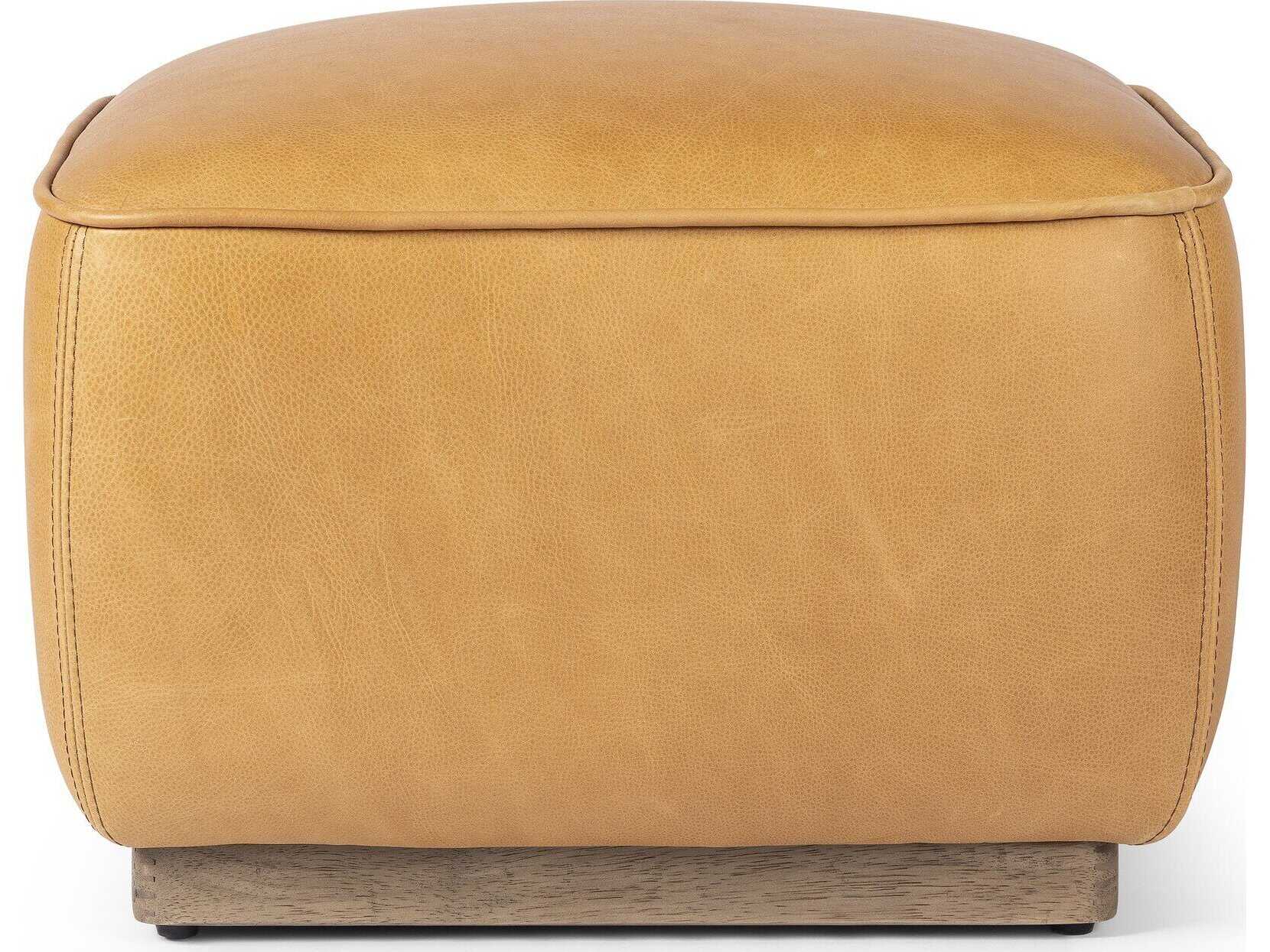 Four Hands Westgate Brown Leather Ottoman
