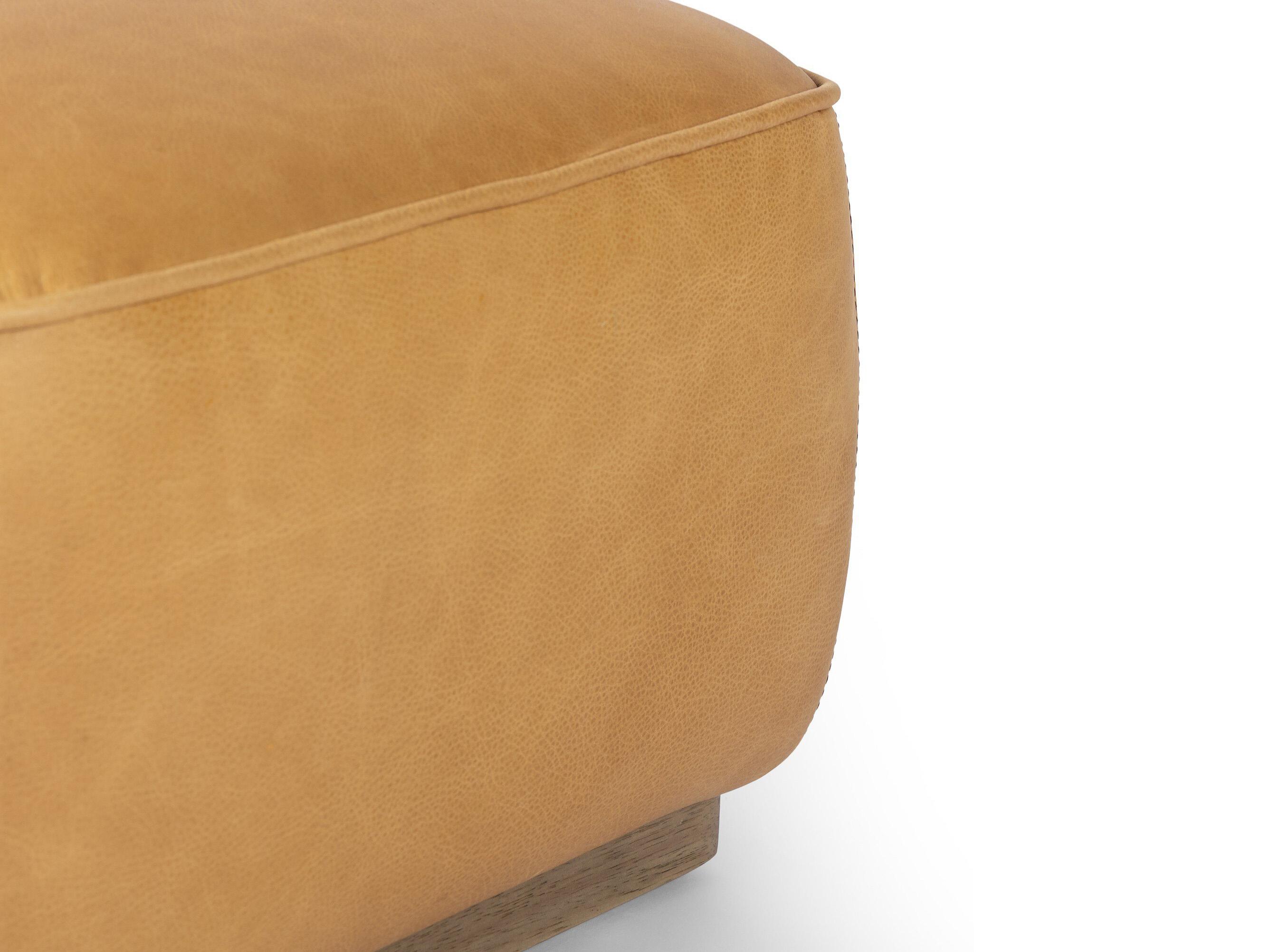 Four Hands Westgate Brown Leather Ottoman
