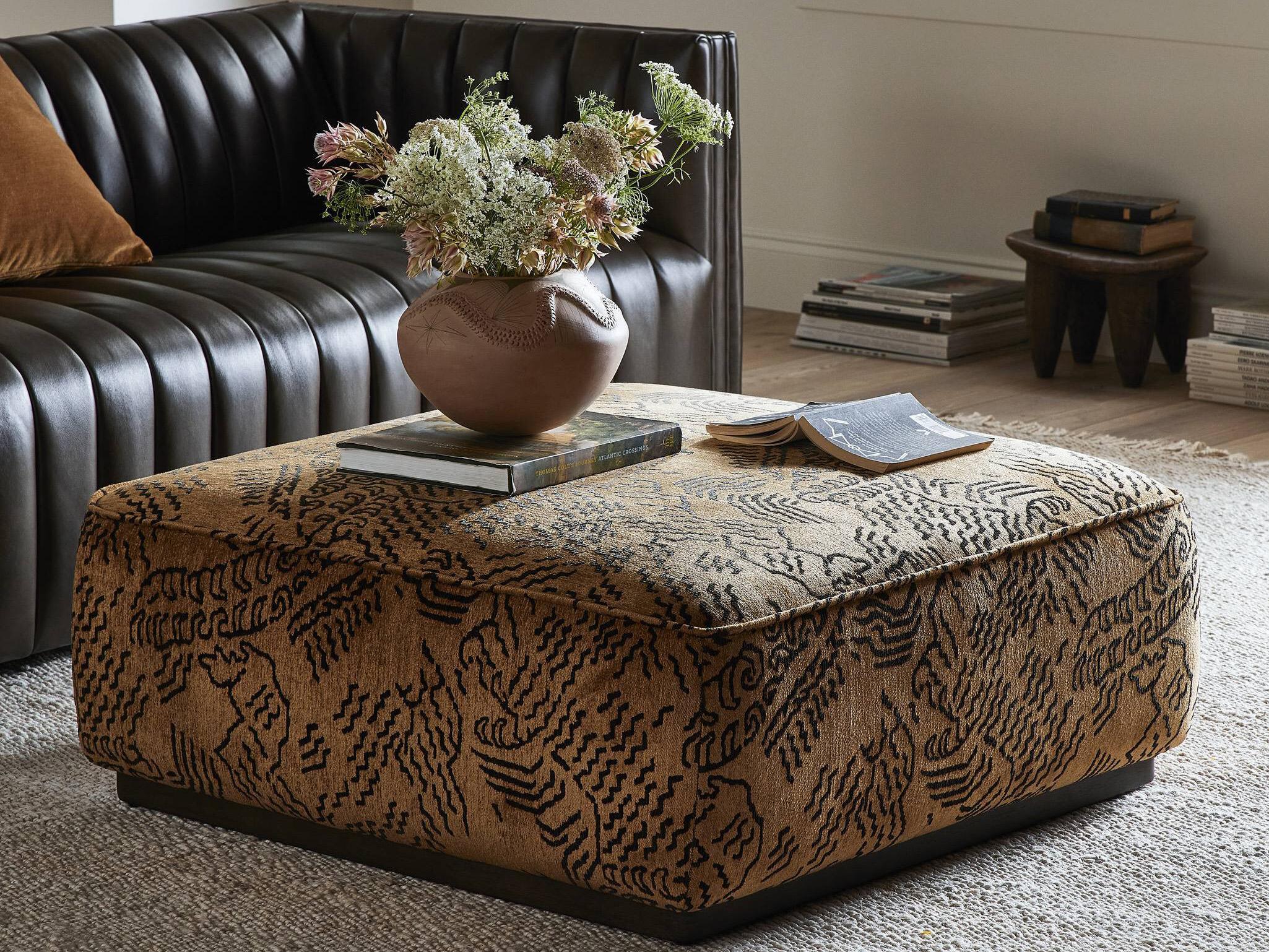 Four Hands Westgate Yellow Upholstered Ottoman