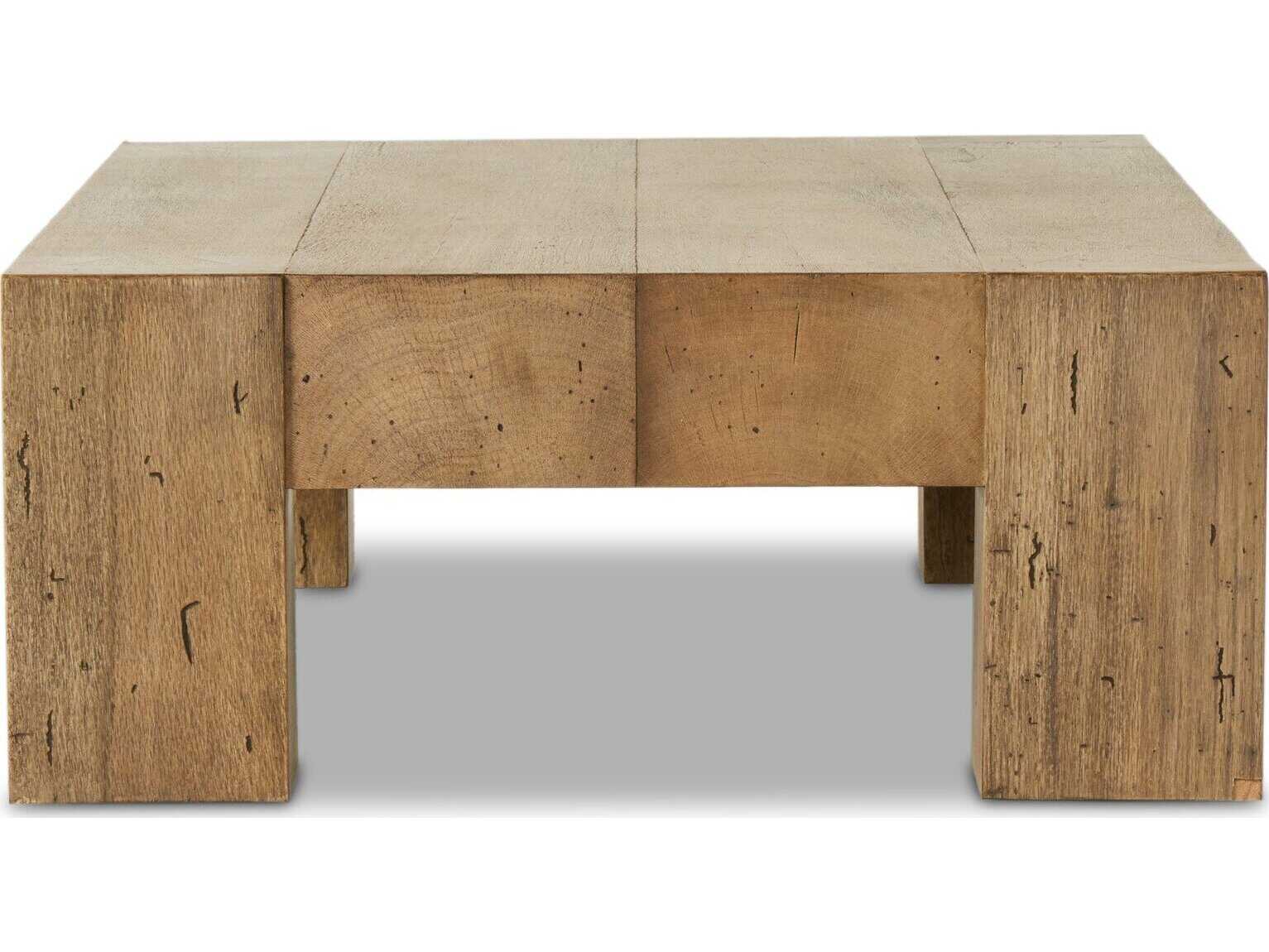 Four Hands Wesson Abaso Rectangular Rustic Wormwood Oak Coffee Table