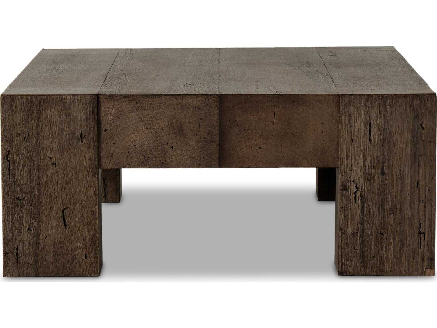 Four Hands Wesson Abaso Rectangular Ebony Rustic Wormwood Oak Coffee Table