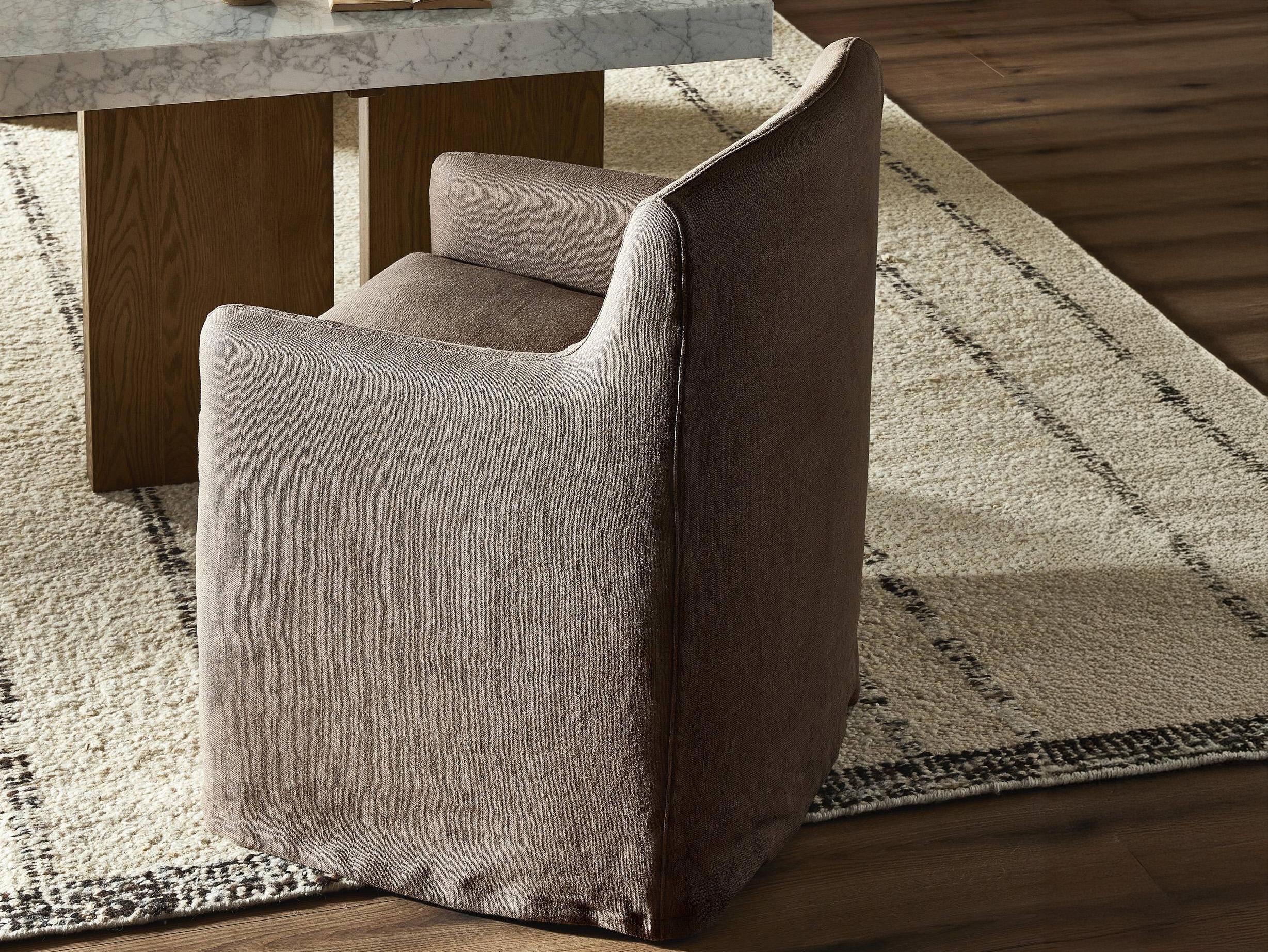 Four Hands Kensington Brown Upholstered Arm Dining Chair