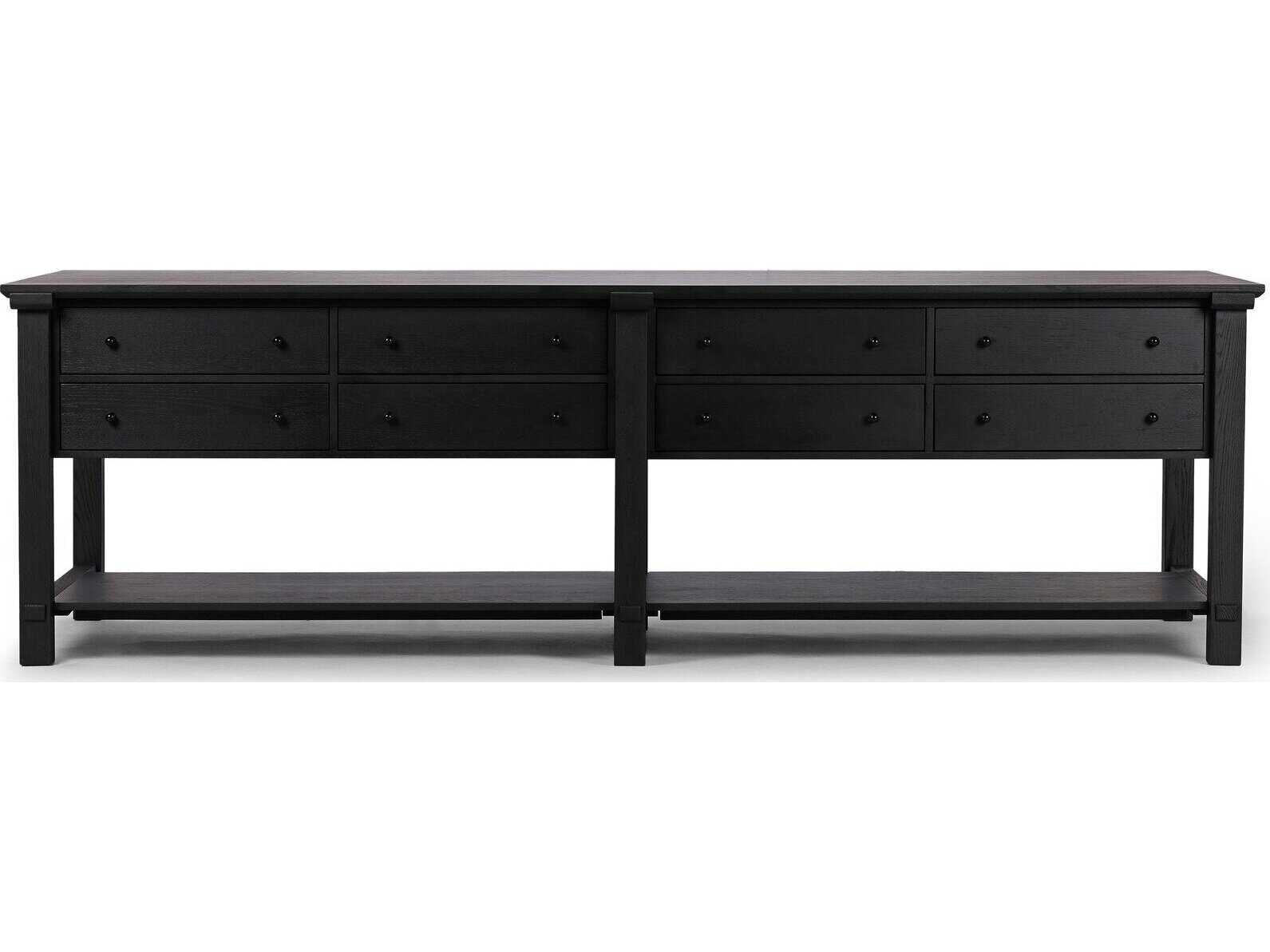 Four Hands Allston Gardendale Stained Black Oak Veneer Kitchen Island