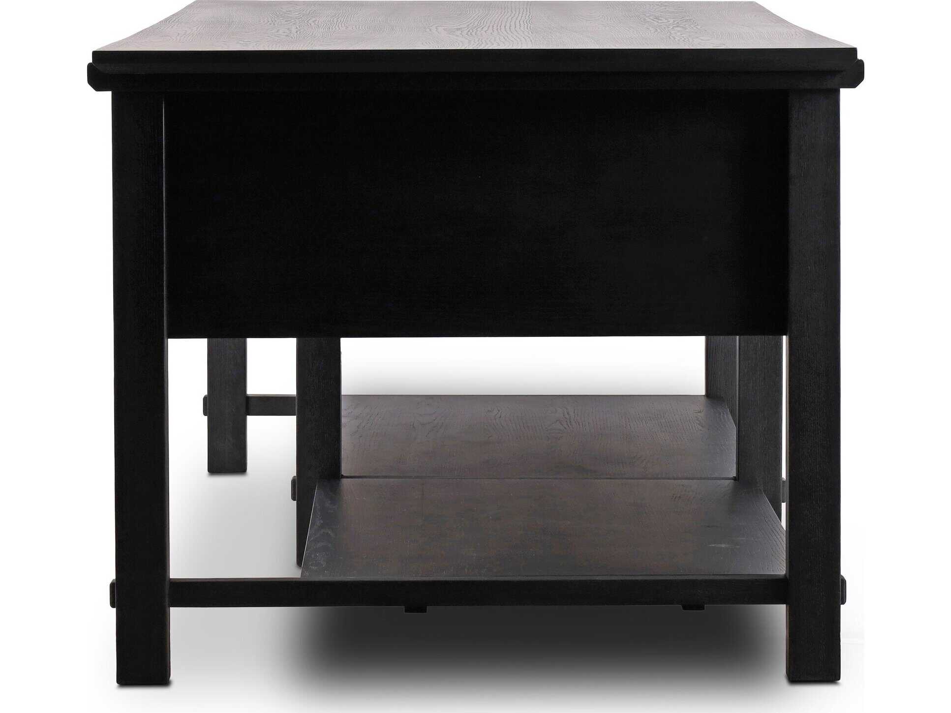 Four Hands Allston Gardendale Stained Black Oak Veneer Kitchen Island