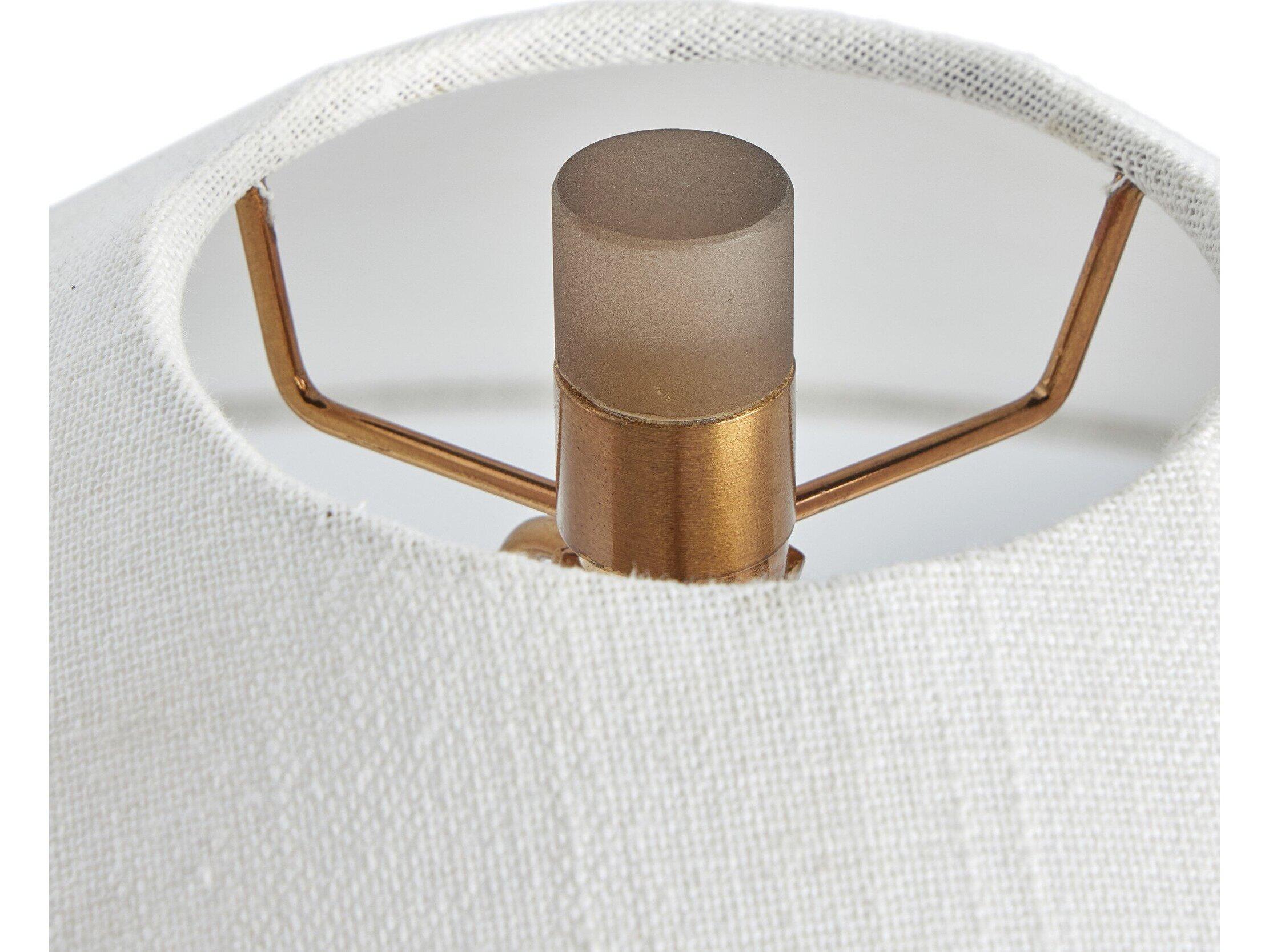 Four Hands Hutton Smoked Blown Glass Cream Linen Gray Table Lamp