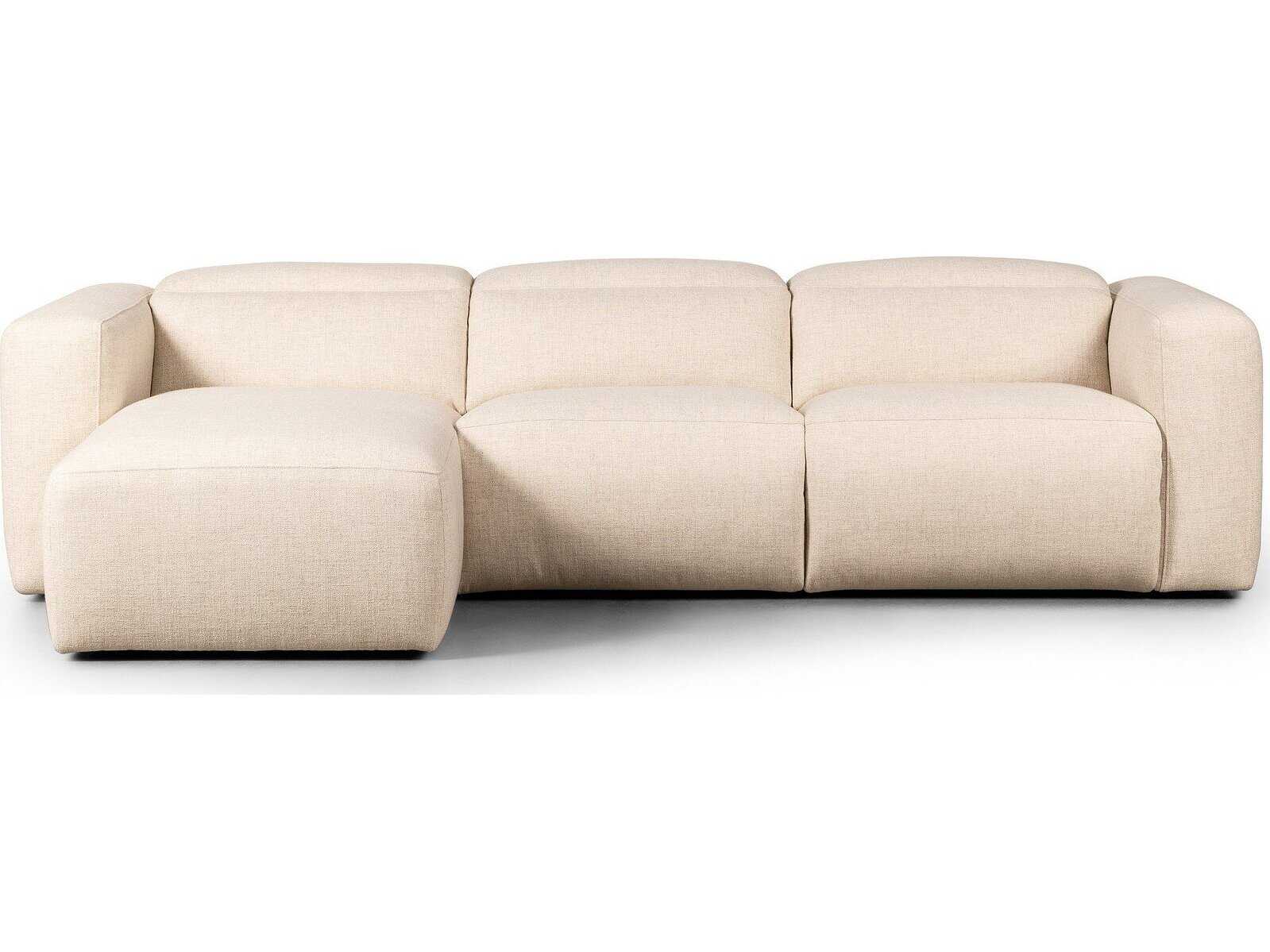 Four Hands Norwood Radley Power Recliner 3 - Piece Cream Upholstered Sectional Sofa with LAF Chaise