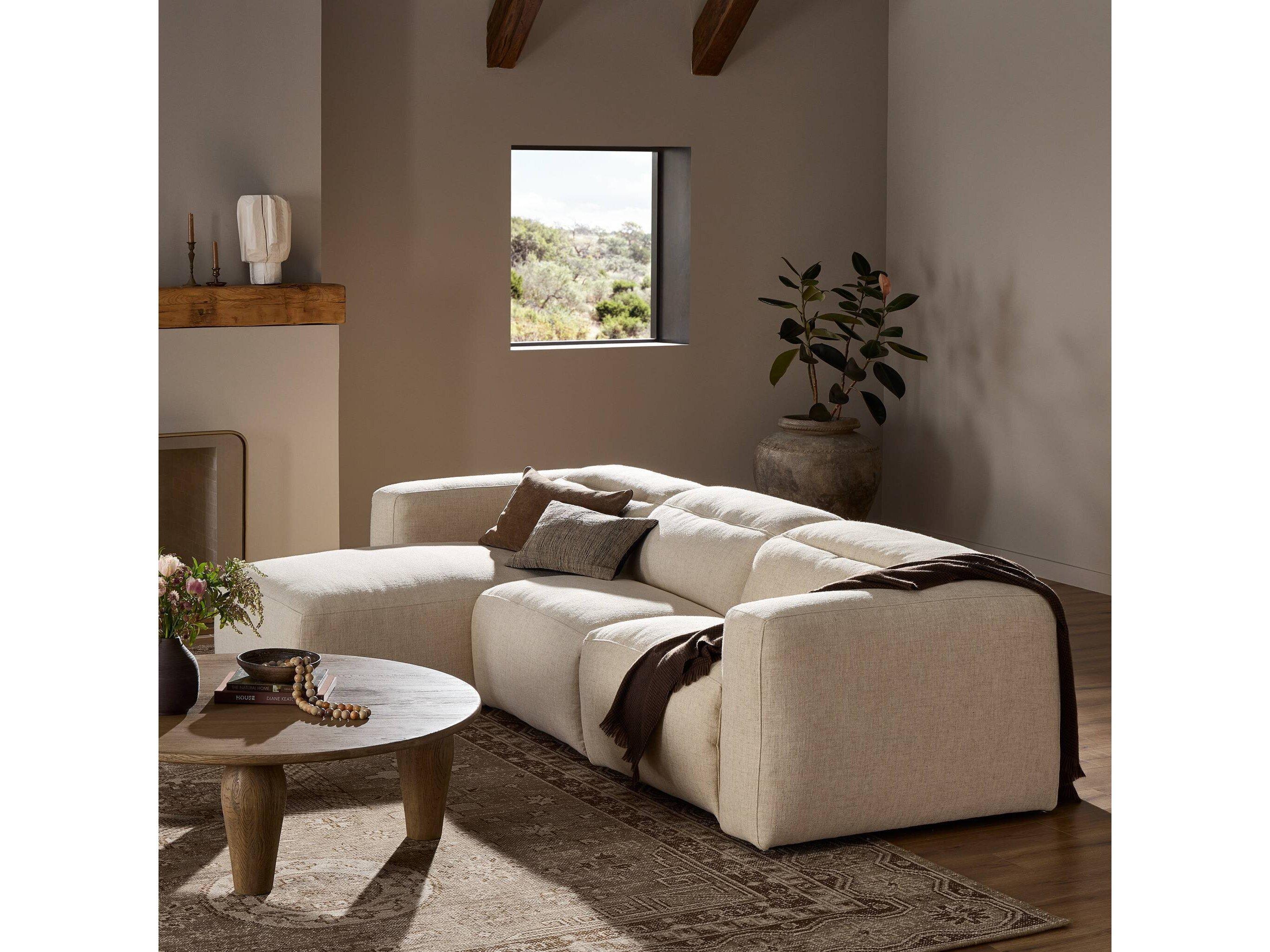 Four Hands Norwood Radley Power Recliner 3 - Piece Cream Upholstered Sectional Sofa with LAF Chaise