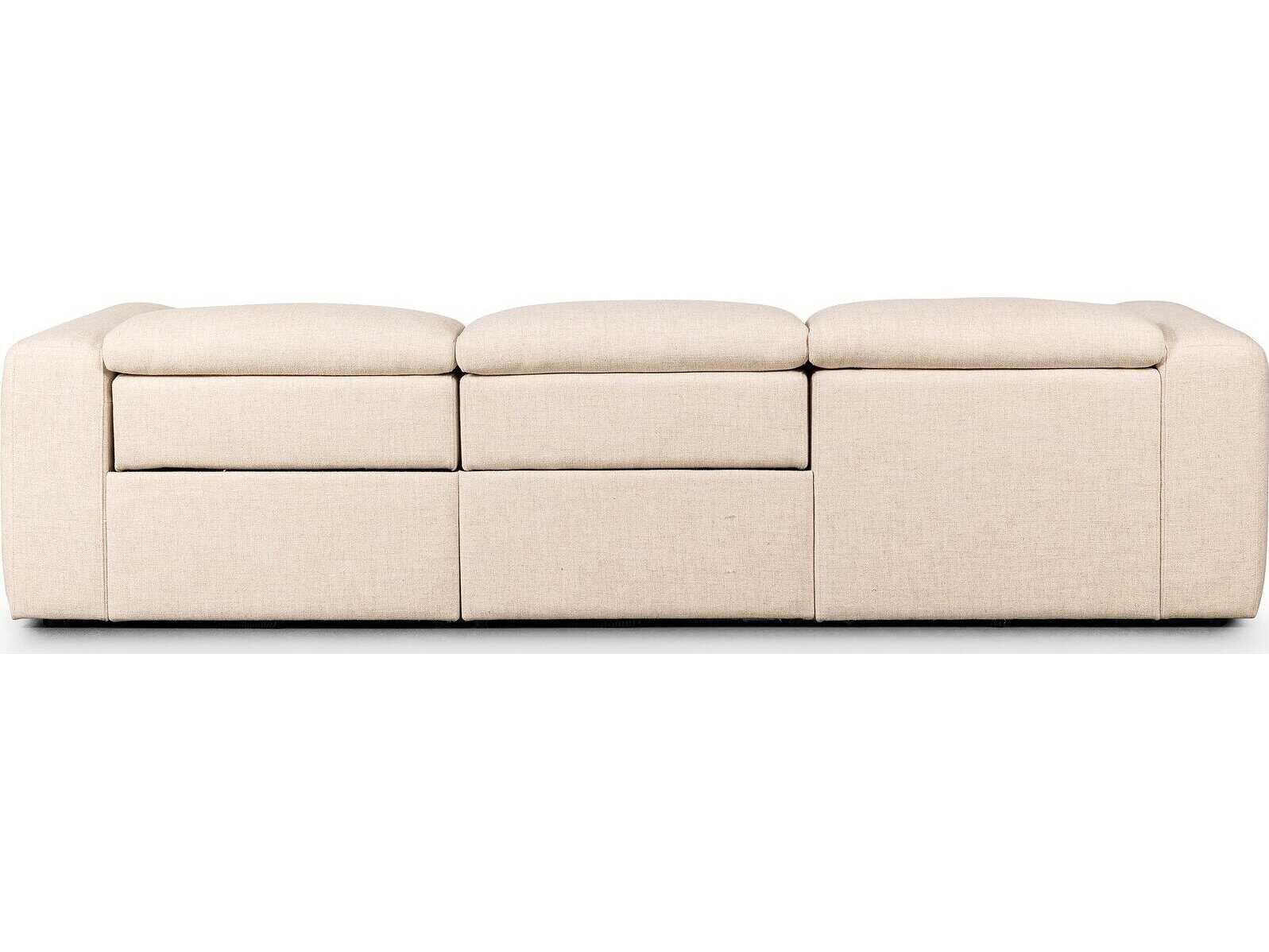 Four Hands Norwood Radley Power Recliner 3 - Piece Cream Upholstered Sectional Sofa with LAF Chaise