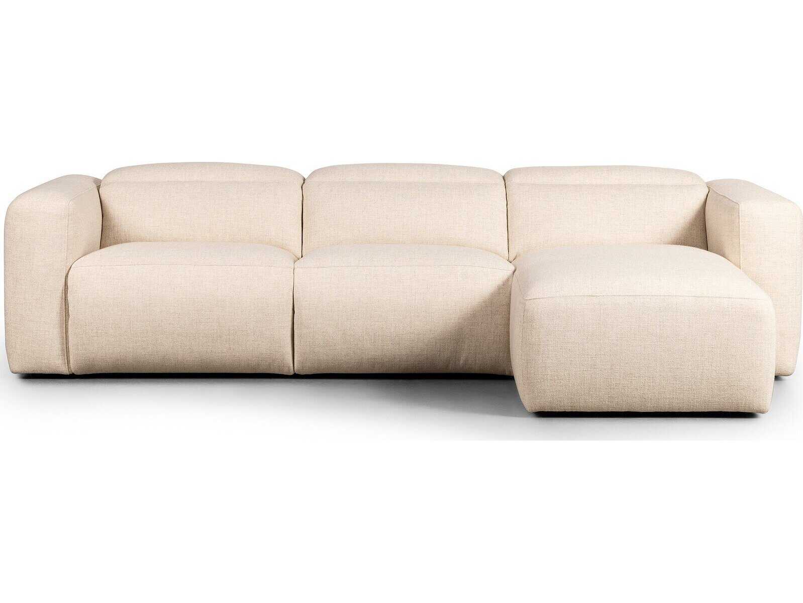 Four Hands Norwood Radley Power Recliner 3 - Piece Cream Upholstered Sectional Sofa with RAF Chaise